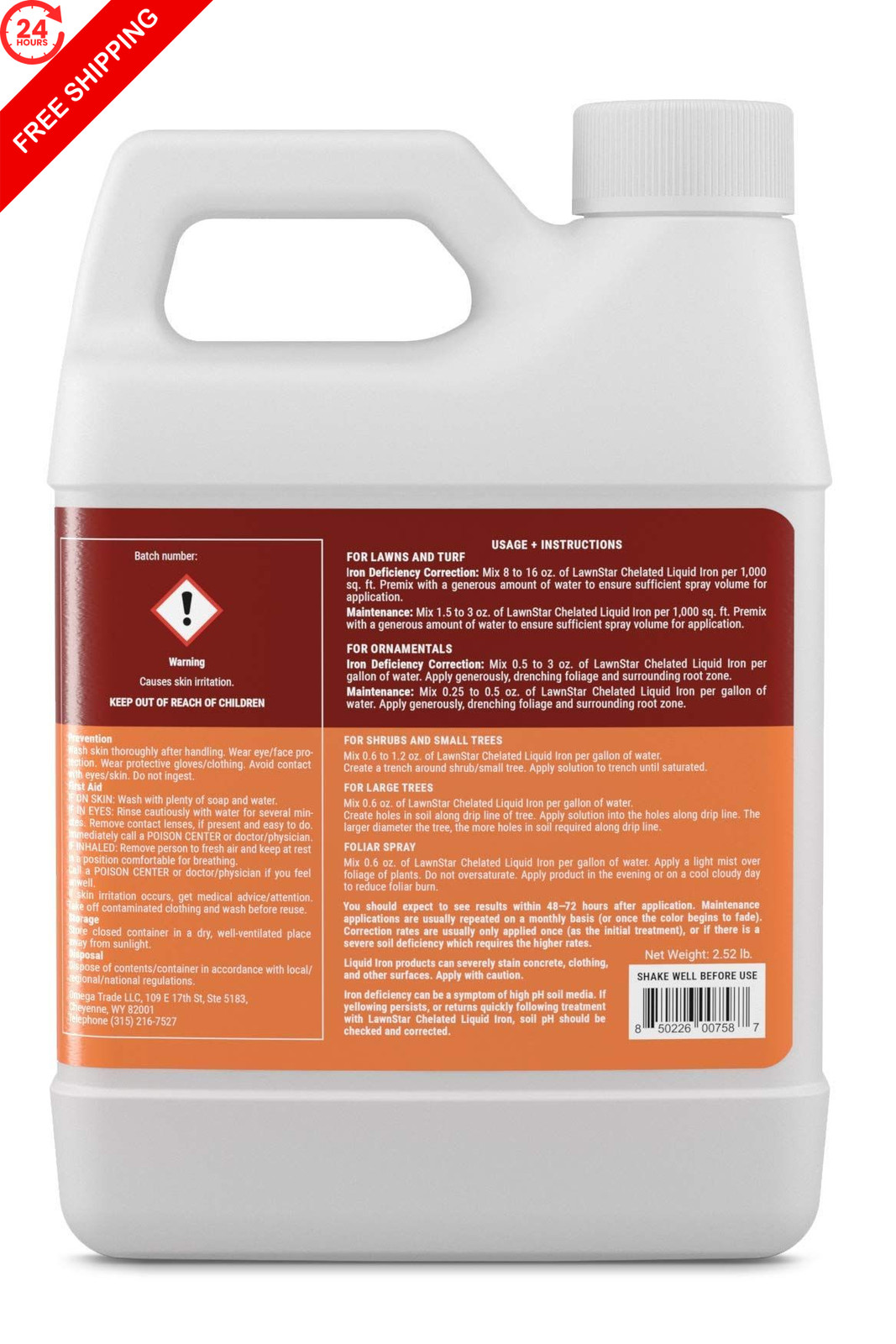 LawnStar Liquid Iron (32 OZ) for Plants – Multi-Purpose, 32 Oz (Pack of 1)