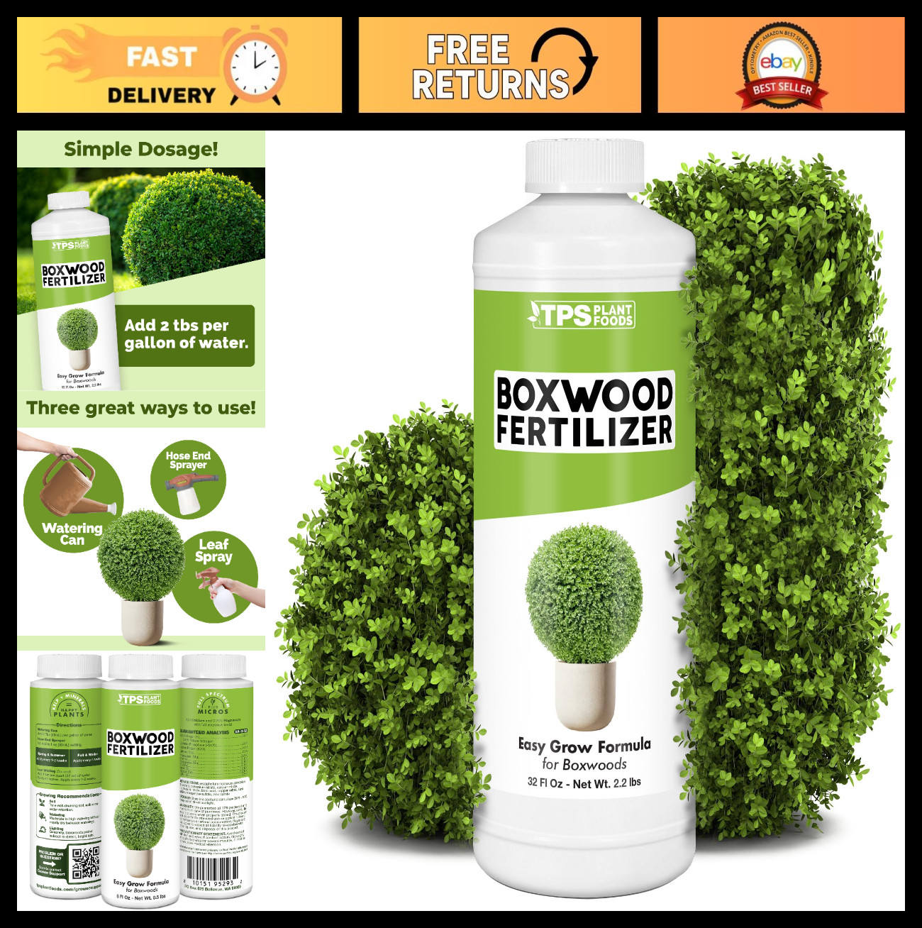 Liquid Boxwood Fertilizer – Plant Food for Lush Growth, Vibrant Foliage, 32 oz