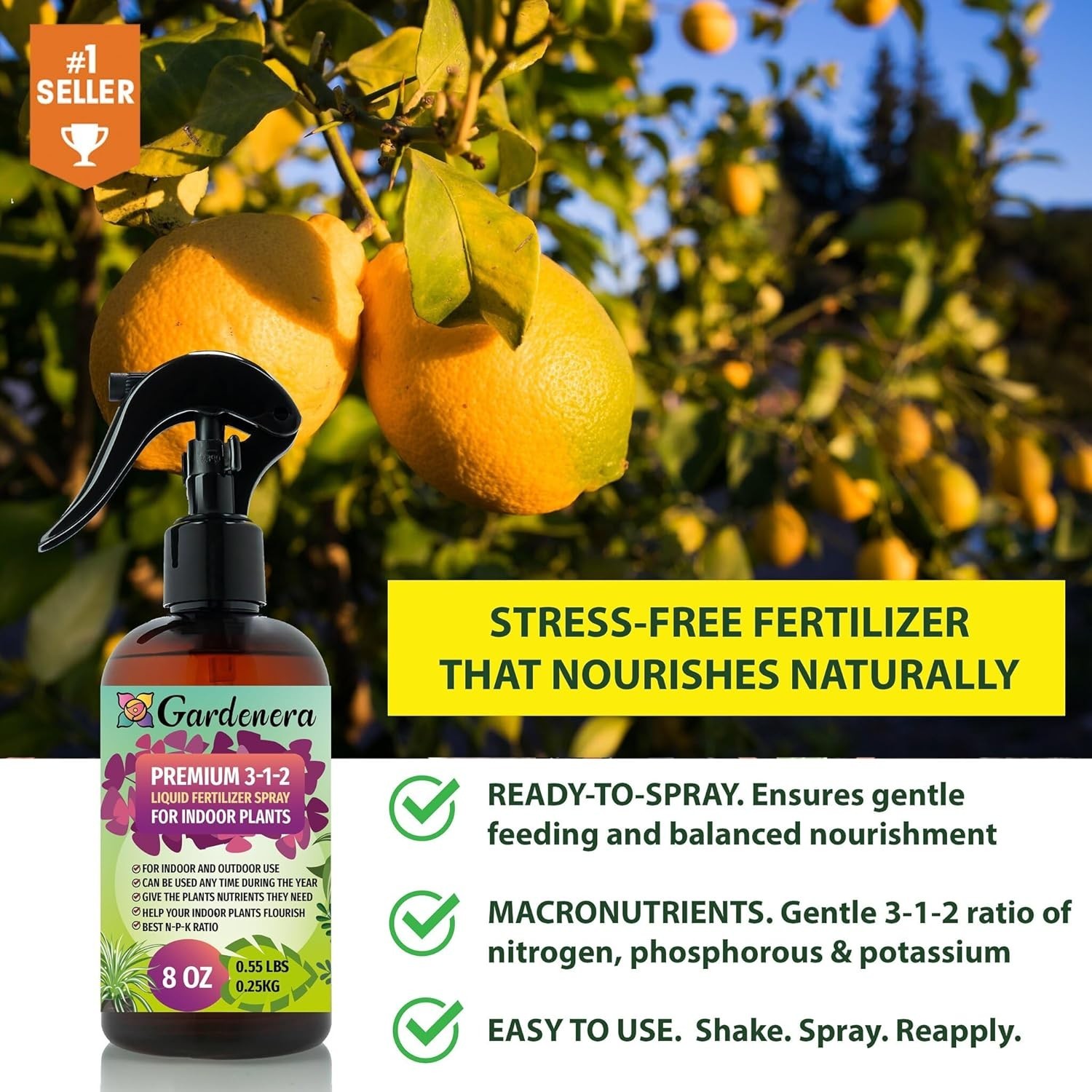 Organic All-Purpose Spray Fertilizer Mist – 8 fl oz for Vibrant Plant Growth