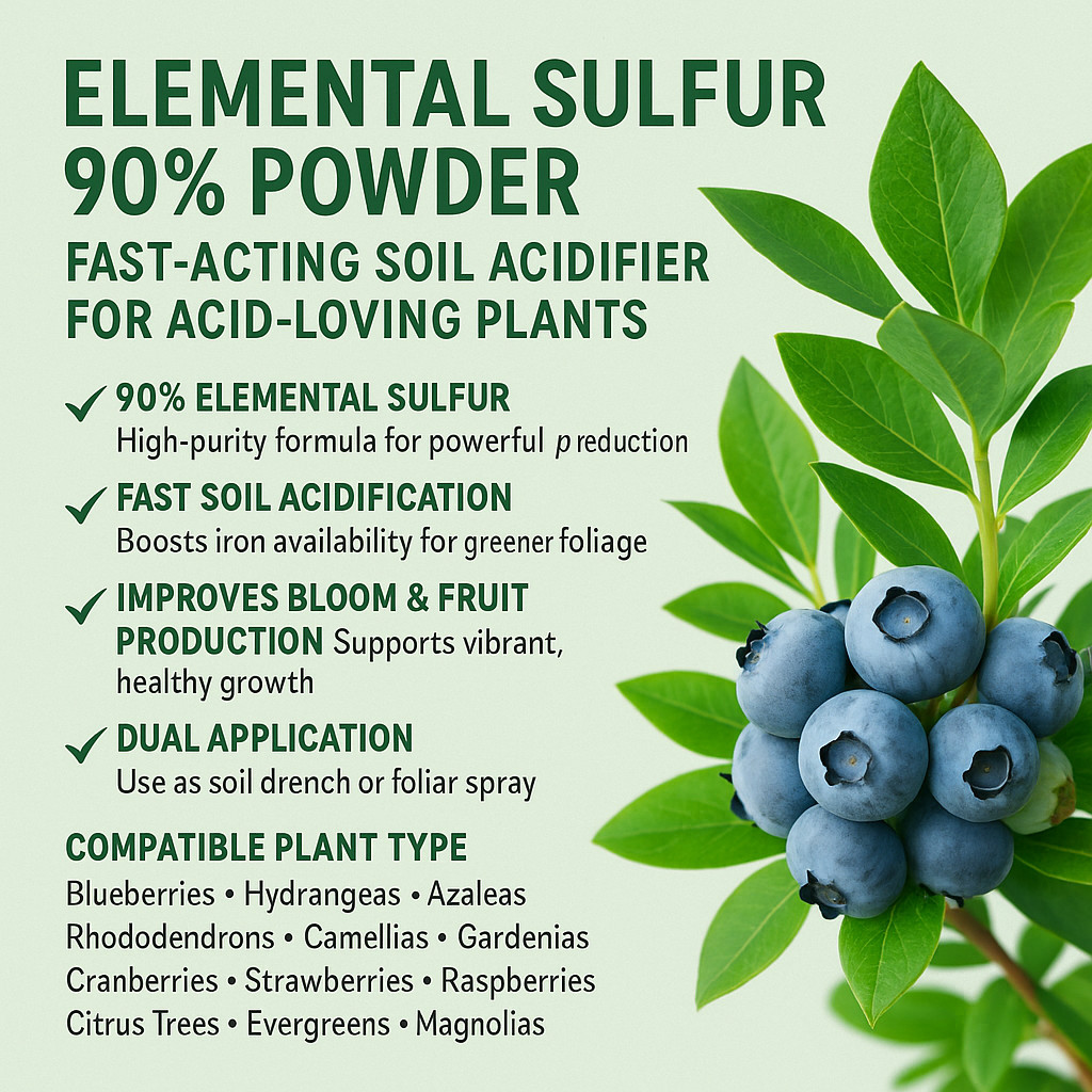 Elemental Sulfur 90% Powder | Soil Acidifier for Blueberries & Hydrangeas