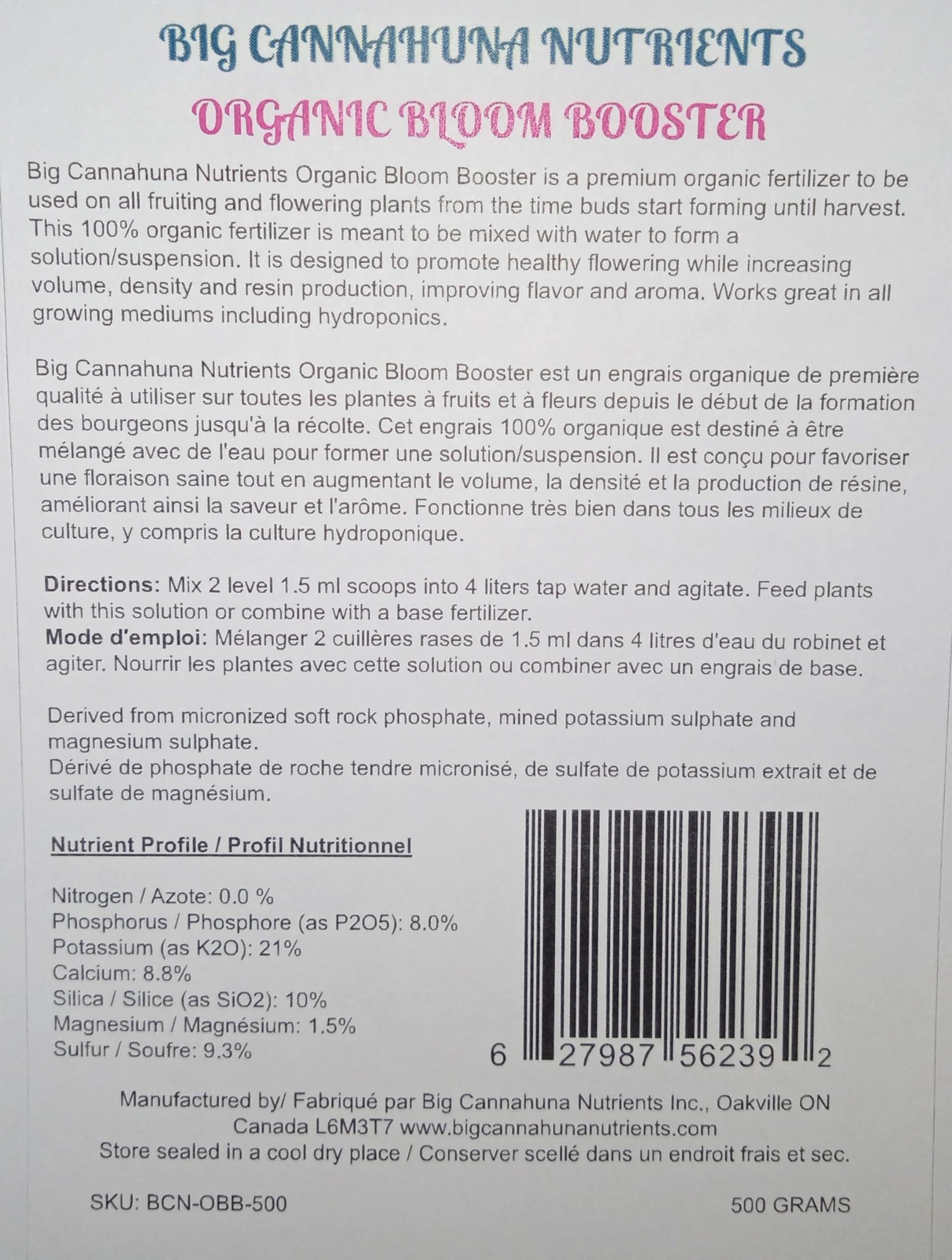 Organic Bloom Booster Fertilizer – 500 Grams