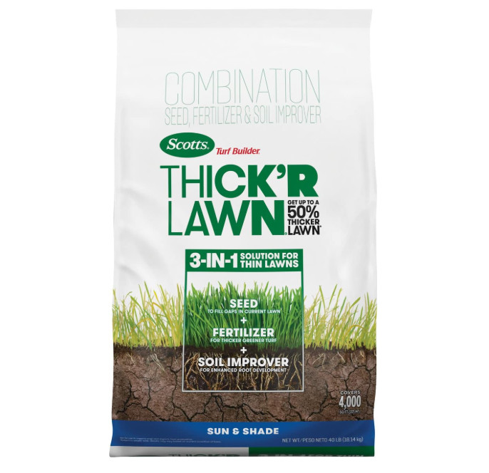 Scotts Turf Builder Thick’R Lawn Sun & Shade Seed, Fertilizer & Soil 40 lb