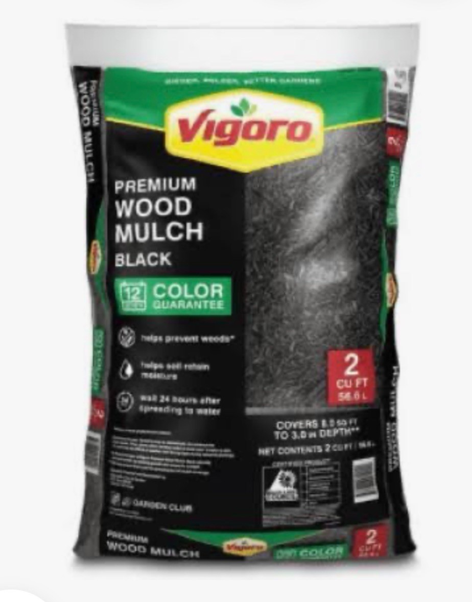 Vigoro Premium Wood Mulch Black 2 cu ft Bag Outdoor Granules Helps Prevent Weeds