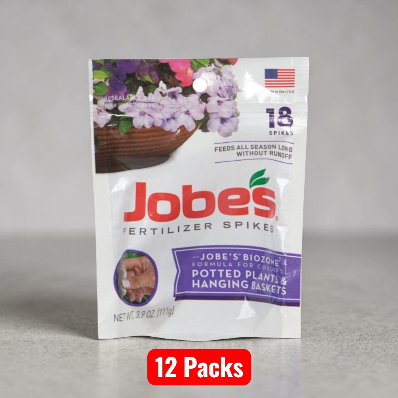 12 Packs Jobe’s Potted Plants & Hanging Baskets 8-9-12 Plant Fertilizer Spikes