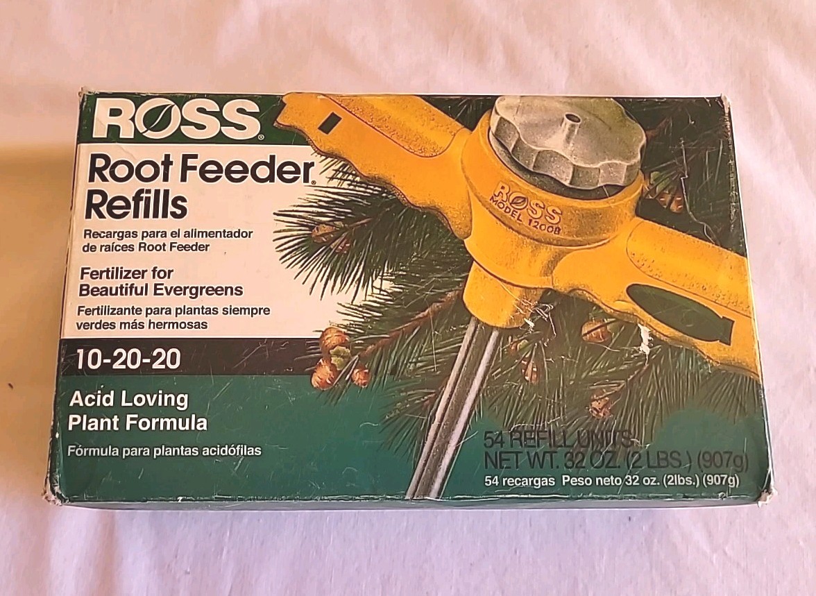 Ross Root Feeder Refills 10-20-20 Box 54 Units For Evergreens 2 lb Acid Loving