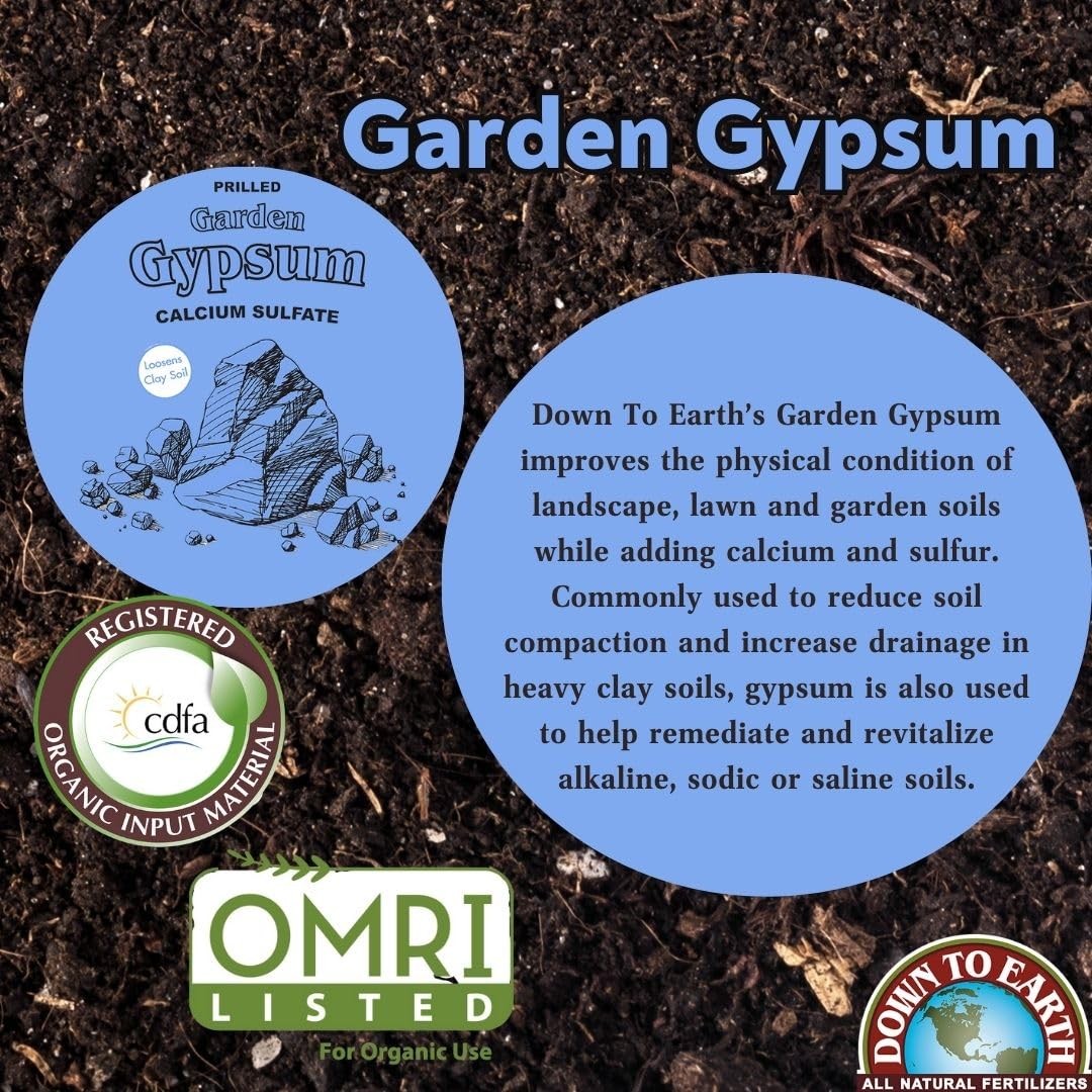 Down To Earth Organic Gypsum Fertilizer 5 Lb Improves Clay Soil Drainage