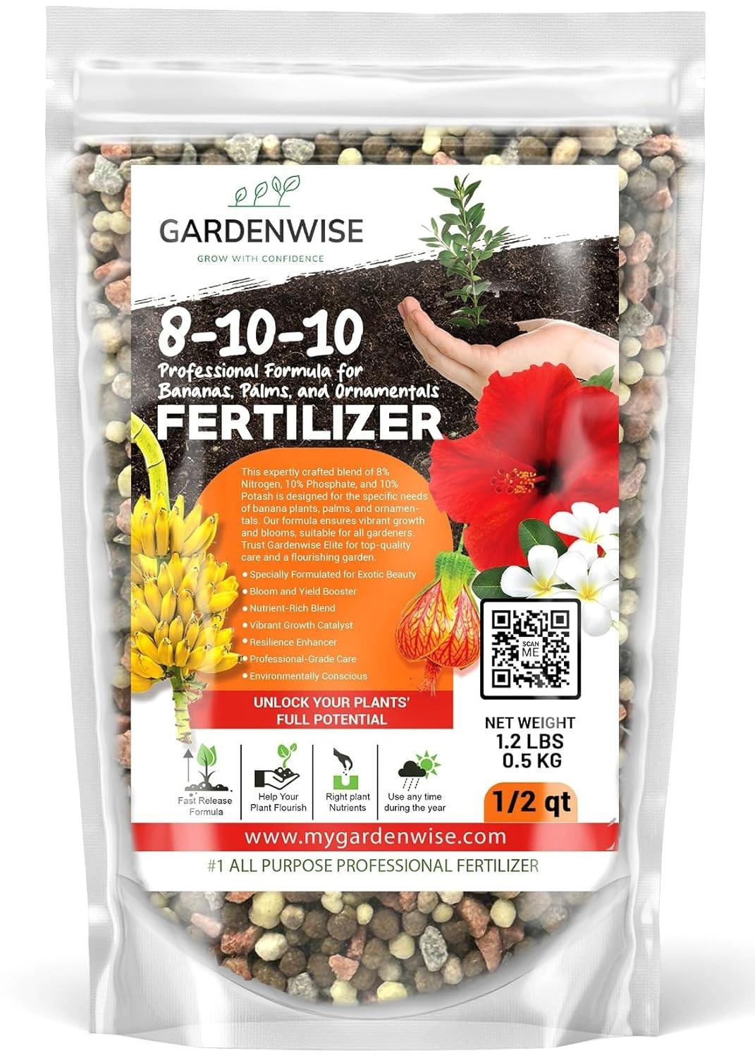 Elite 8-10-10 Fertilizer for Fruit Trees & Flowers 1/2 Quart