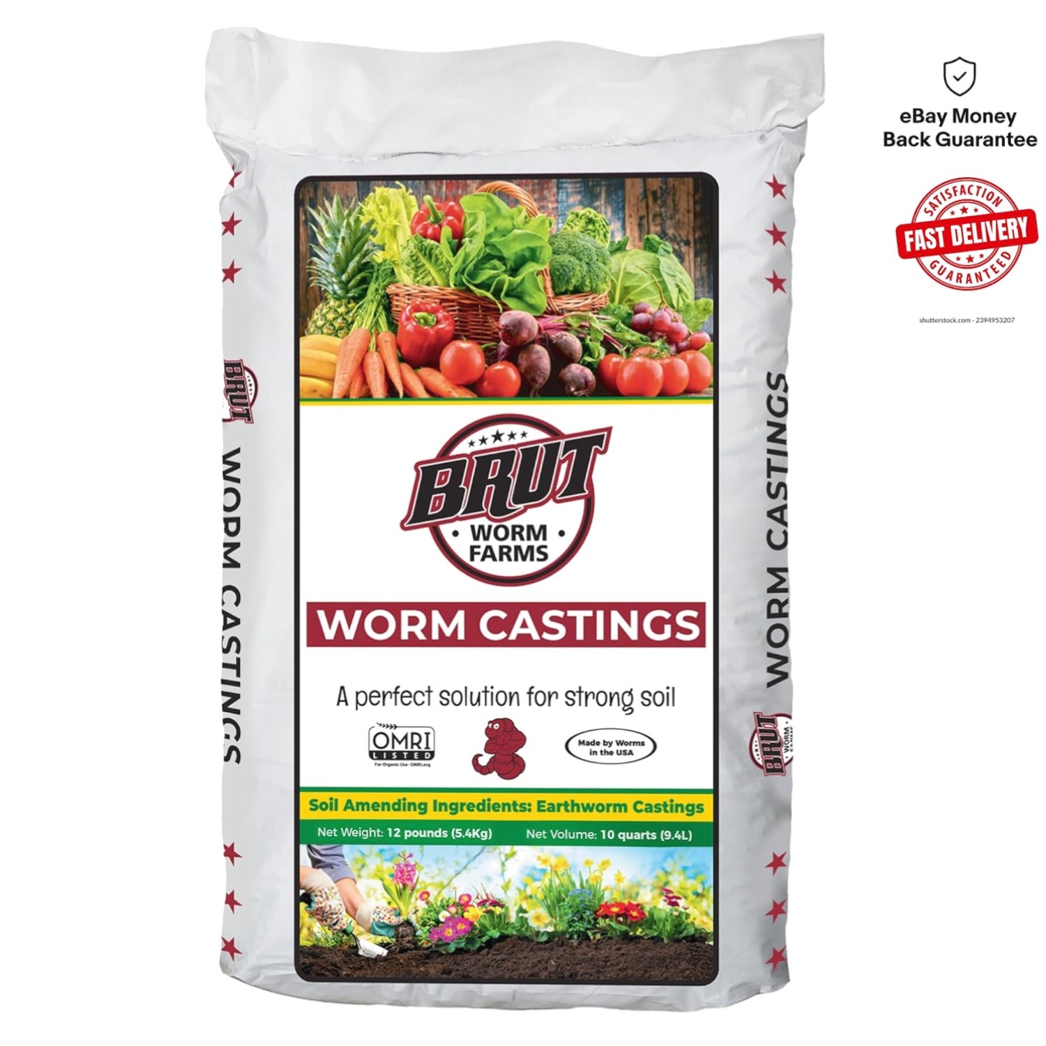 12 LB Brut Worm Castings – Certified Organic Nutrients for Thriving Gardens