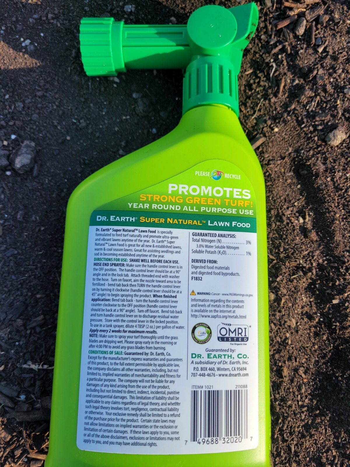 DR EARTH Premium Concentrate Ready to Spray Liquid Lawn Food OMRI