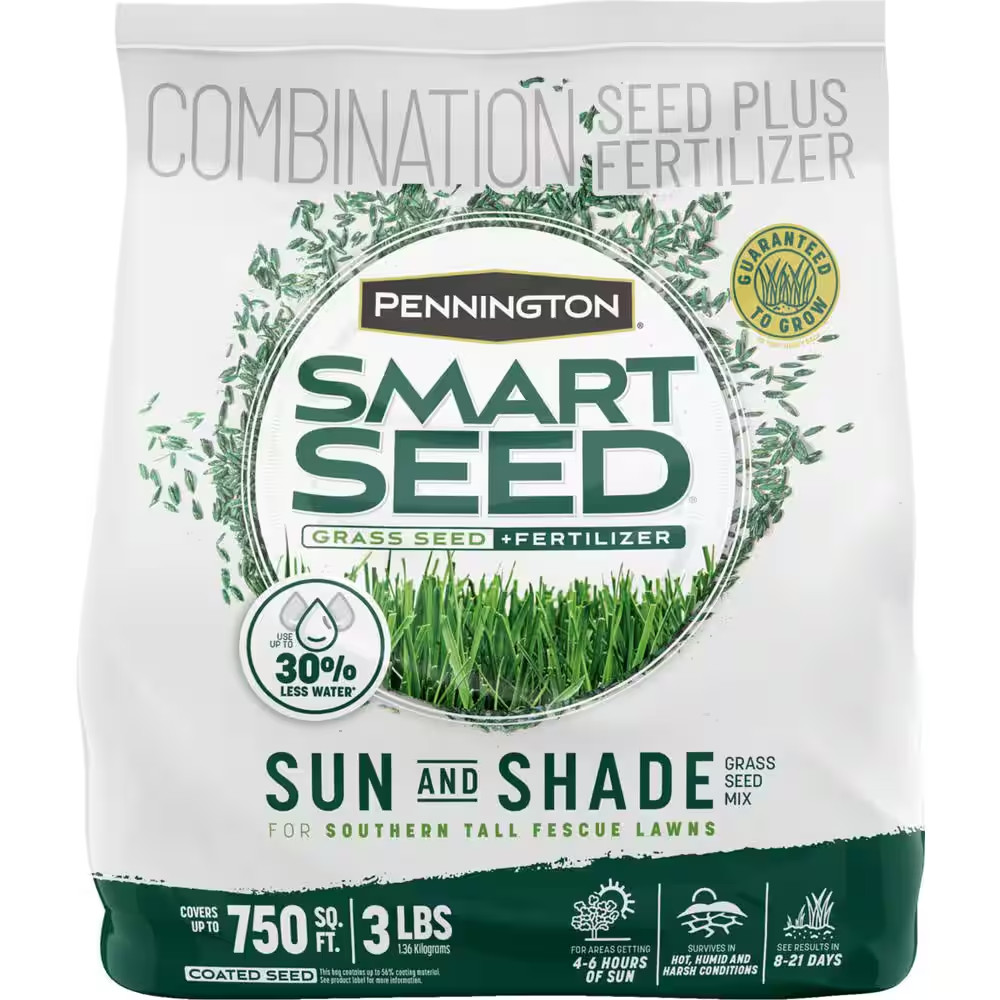 Smart Seed Sun and Shade South 3 Lb. 750 Sq. Ft. Grass Seed and Lawn Fertilizer