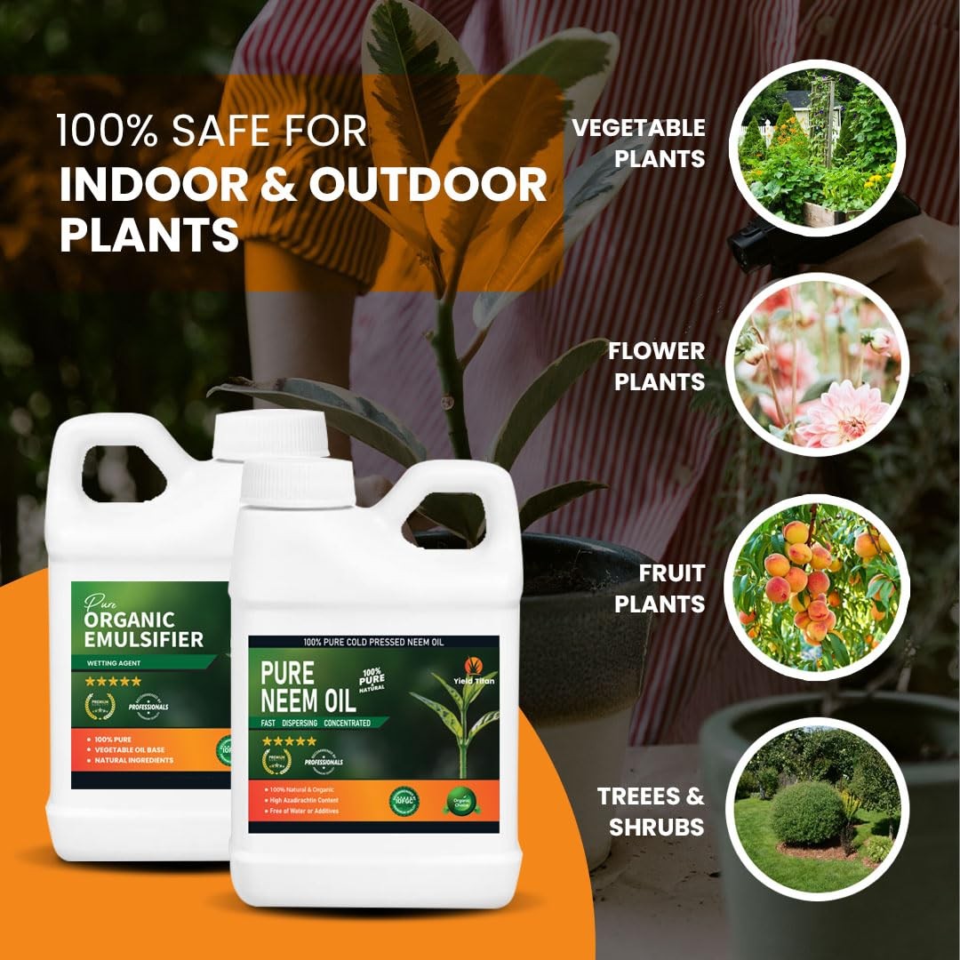 Yield Titan Organic Emulsifier & Neem Oil Combo – 100% Natural Plant Care