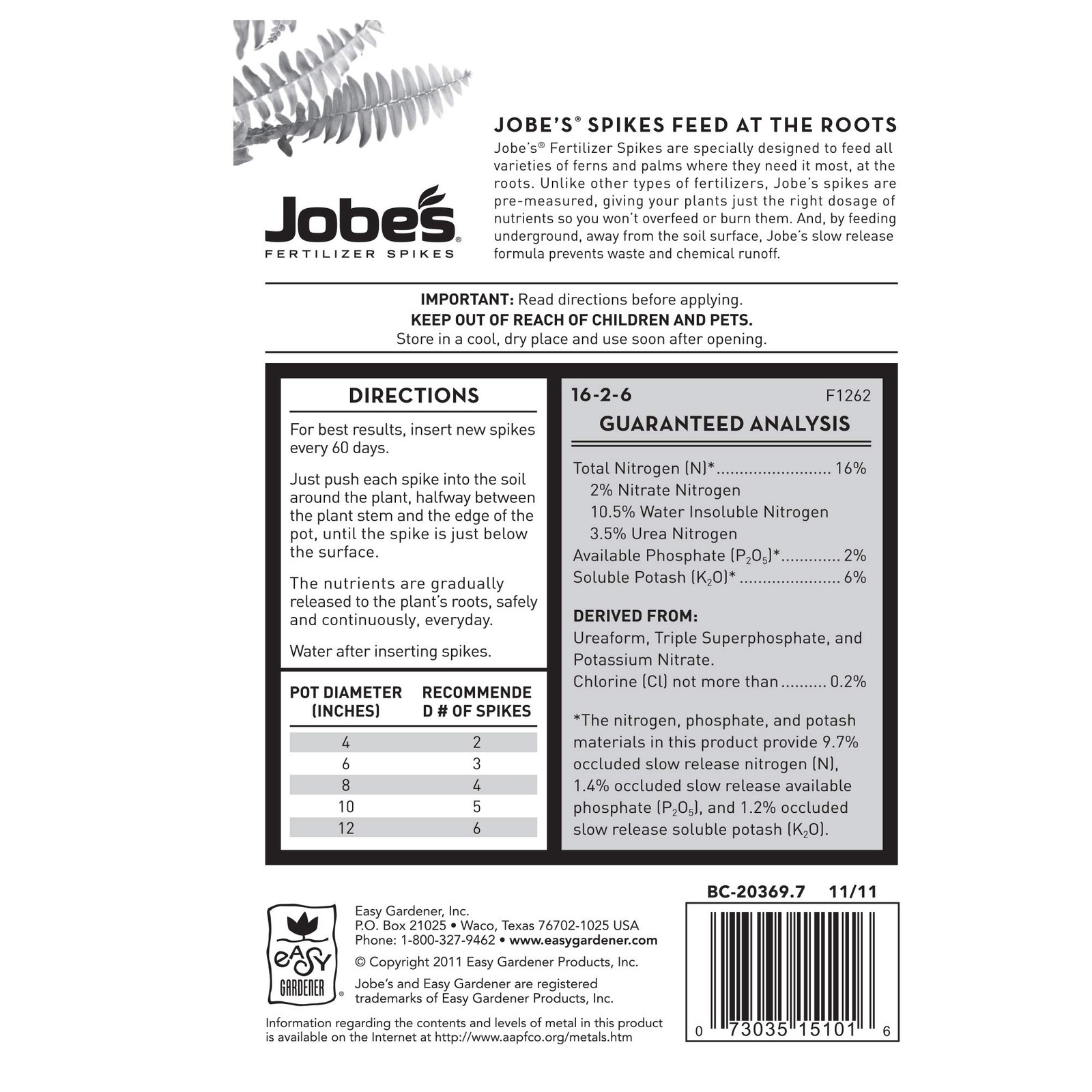 Jobe’s Plant Food Fertilizer Spikes, Easy Plant Care for All Ferns and Palm P…