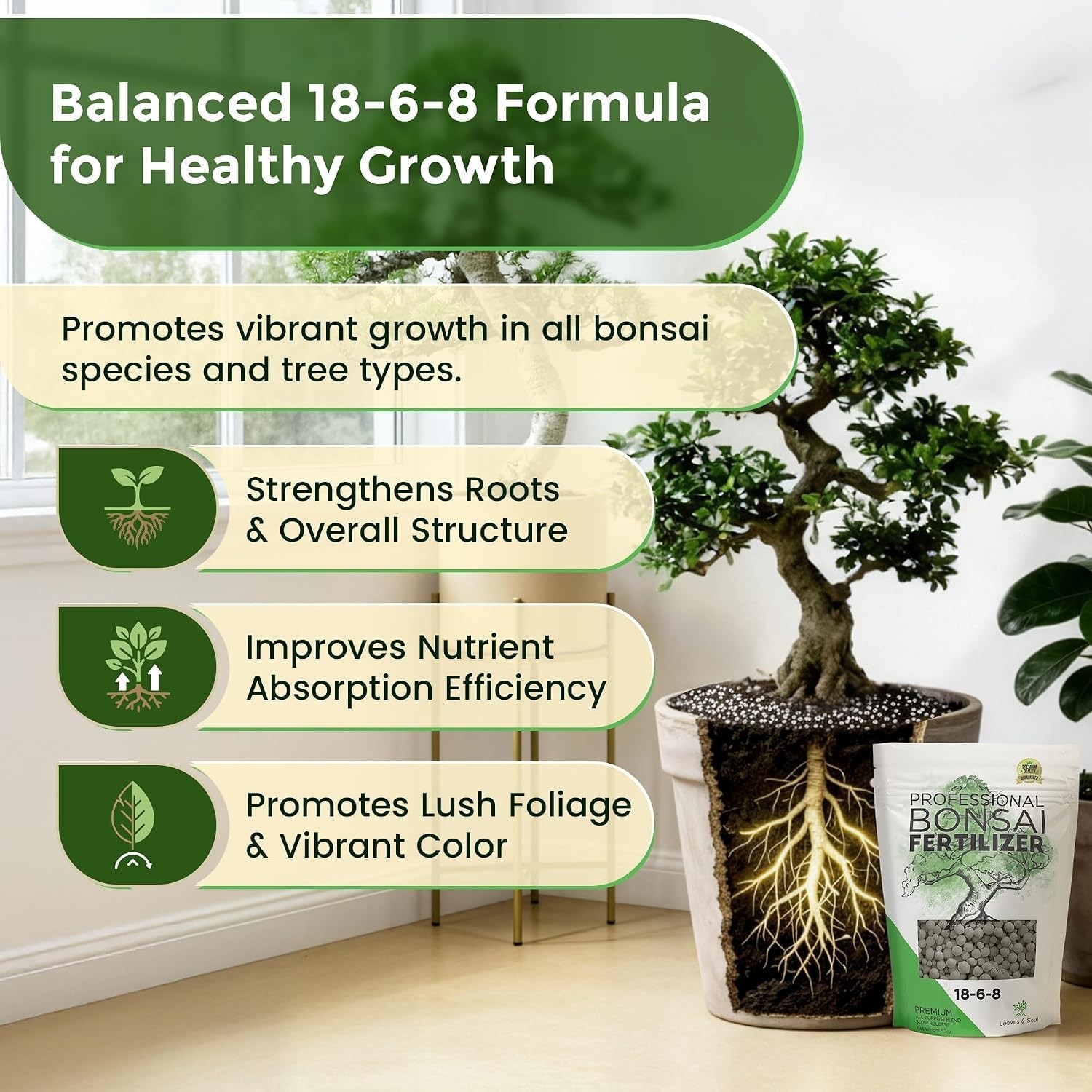Bonsai Fertilizer Pellets 18-6-8 | Slow Release for All Trees – 5.2 oz