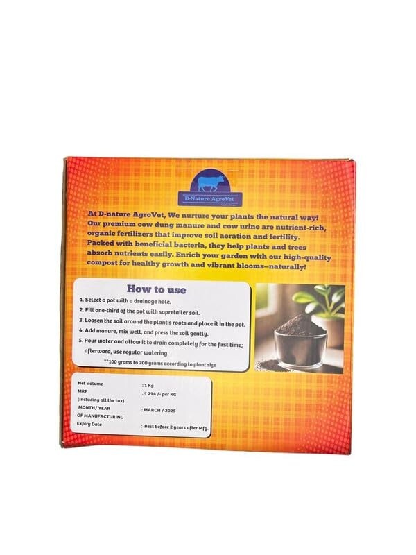 D-Nature AgroVet Mangala Cow Dung Powder For Organic Farming, Composting