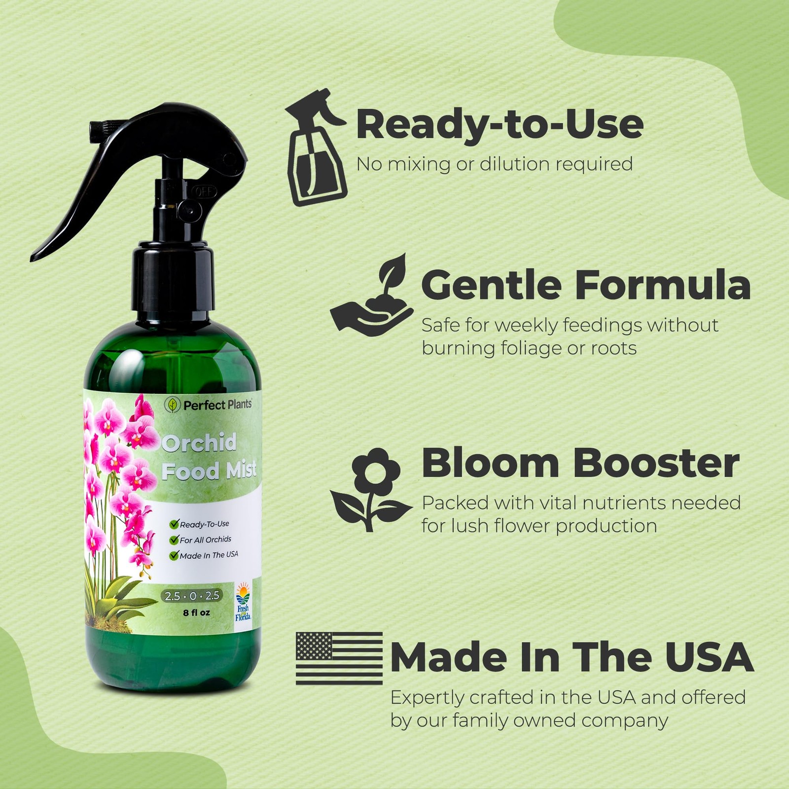 Orchid Fertilizer Mist by Perfect Plants | Foliar Food Spray & 8 fluid ounces