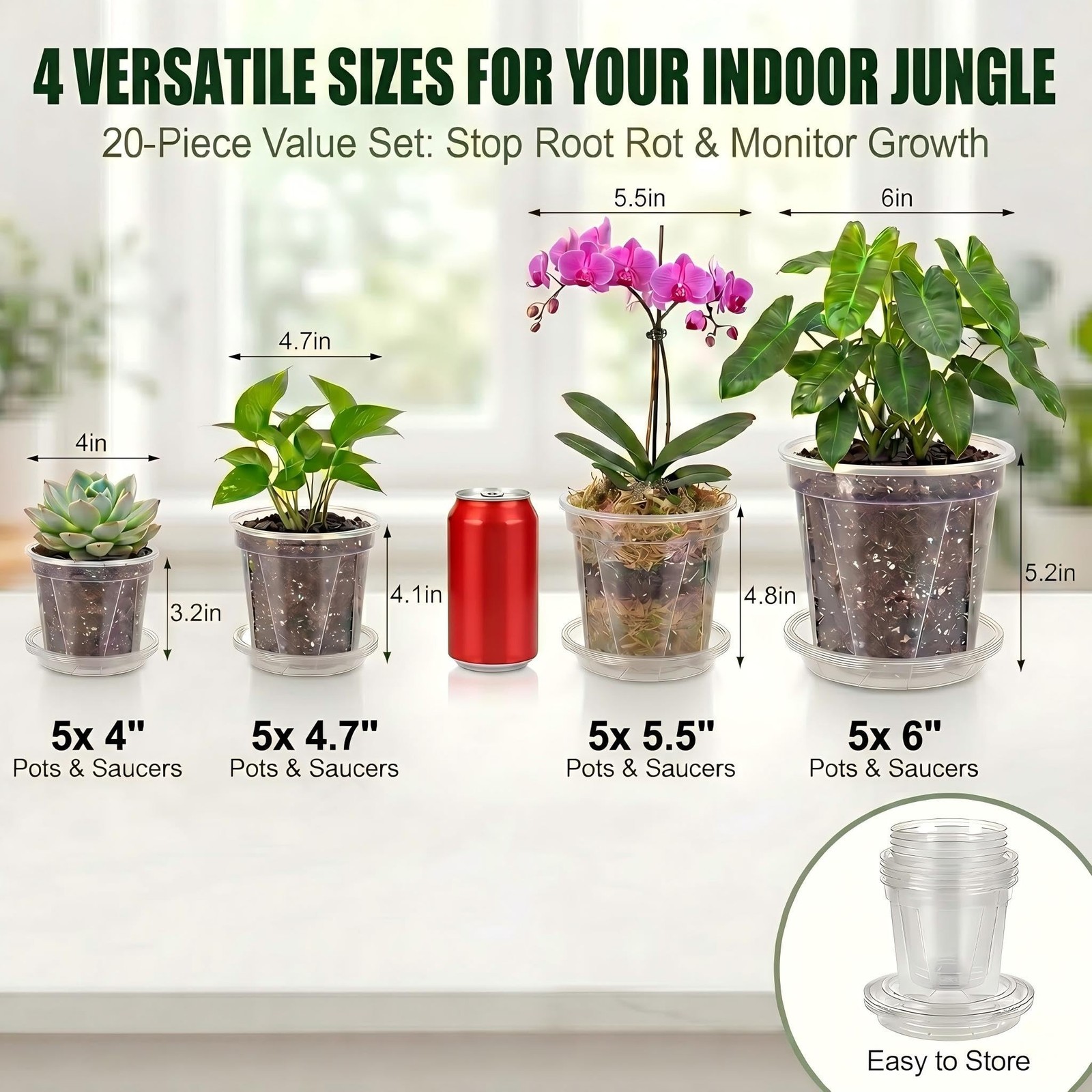 Root-Safe Clear Plant Pots for Indoor: Zero Transplant Shock for Orchids | 1K…