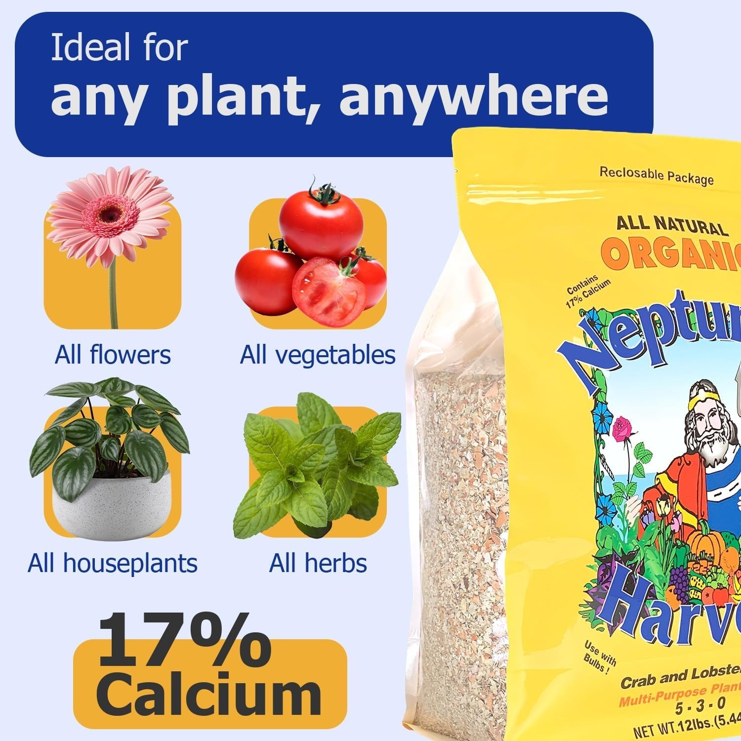 Neptune’s Harvest 5-3-0 Plant Food – 12lb Resealable