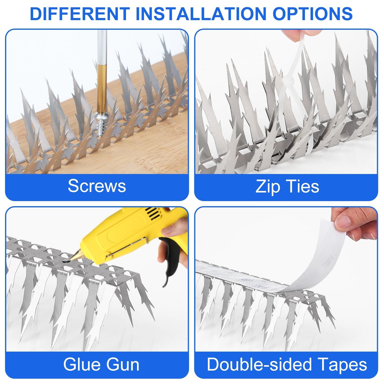 Bird Spikes, 5 FT Stainless Steel Bird Deterrent Spikes, Pigeon Spikes for Ou…