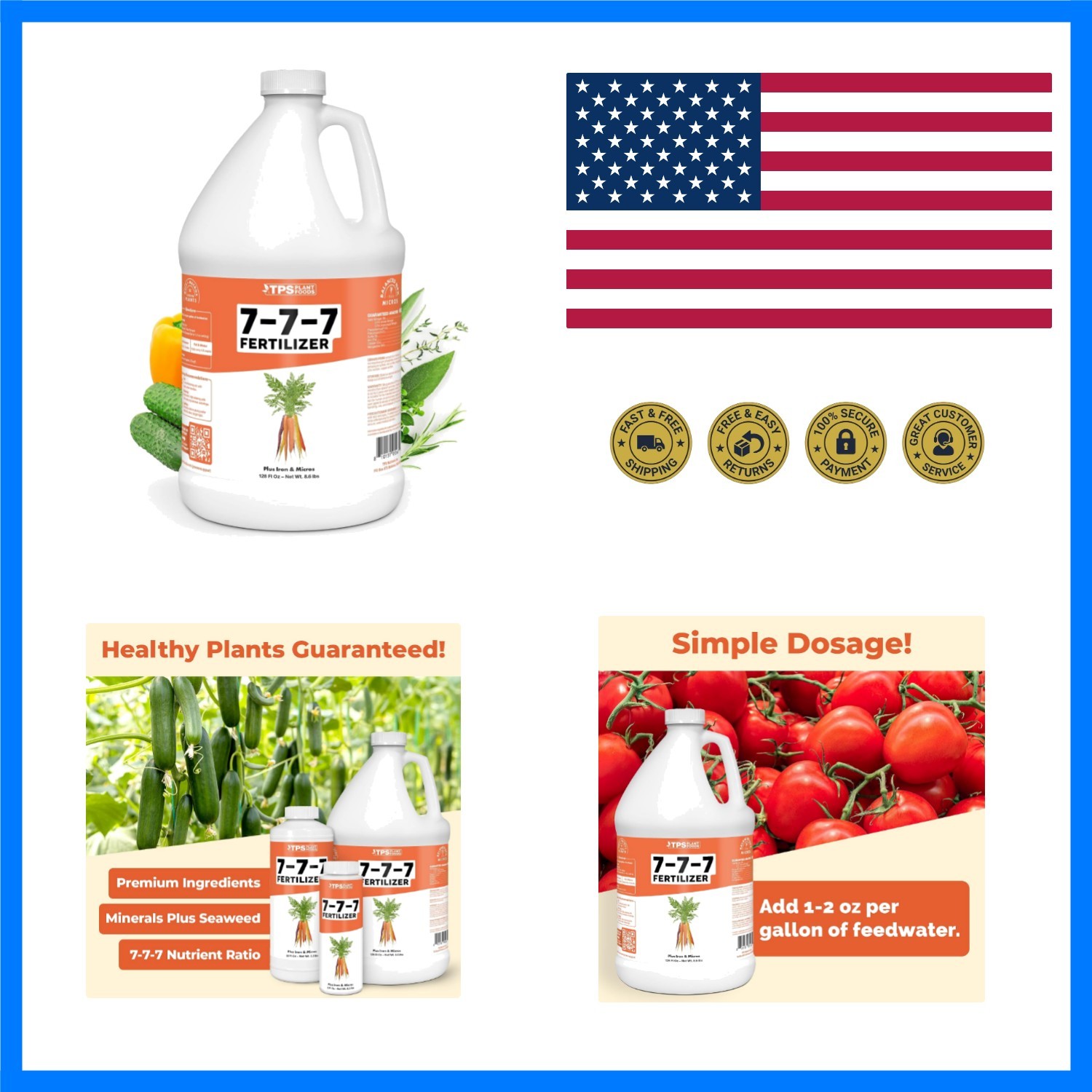 7-7-7 Fertilizer for Plants, Great for Vegetables, Flowers, and Shrubs, Liqui…