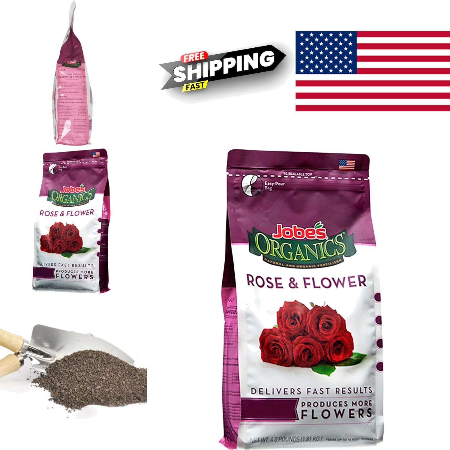 Granular Rose Fertilizer 4 Pounds Organic Plant Food for Flowering Shrubs
