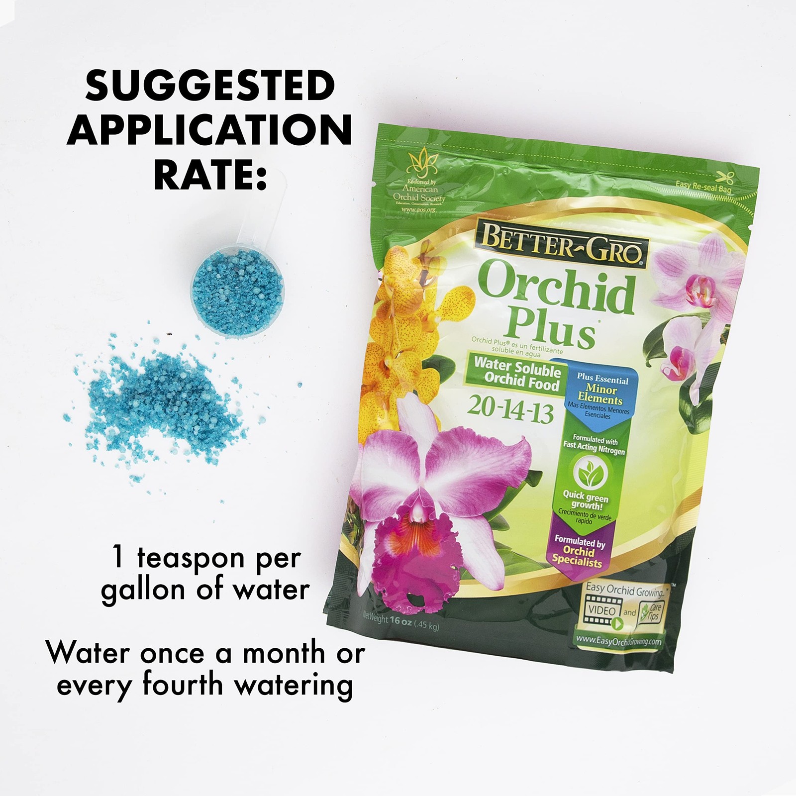 Orchid Plus 20-14-13 – Urea-Free Orchid Fertilizer for Vigorous Growth, Water…