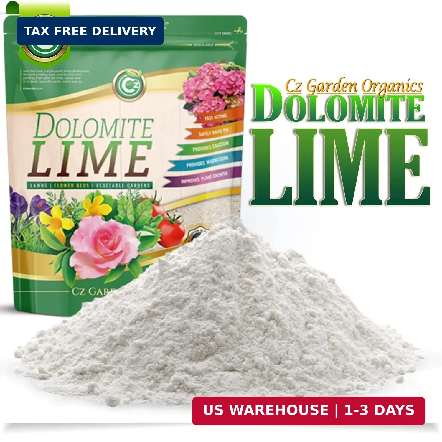 Organic Dolomite Lime 5LB – Made in USA Cz Garden Organics