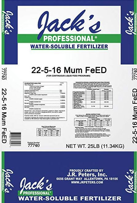 Jacks Prof 77740 Mum Feed Plus Magnesium 22-5-16 Fertilizer, 25-Pound