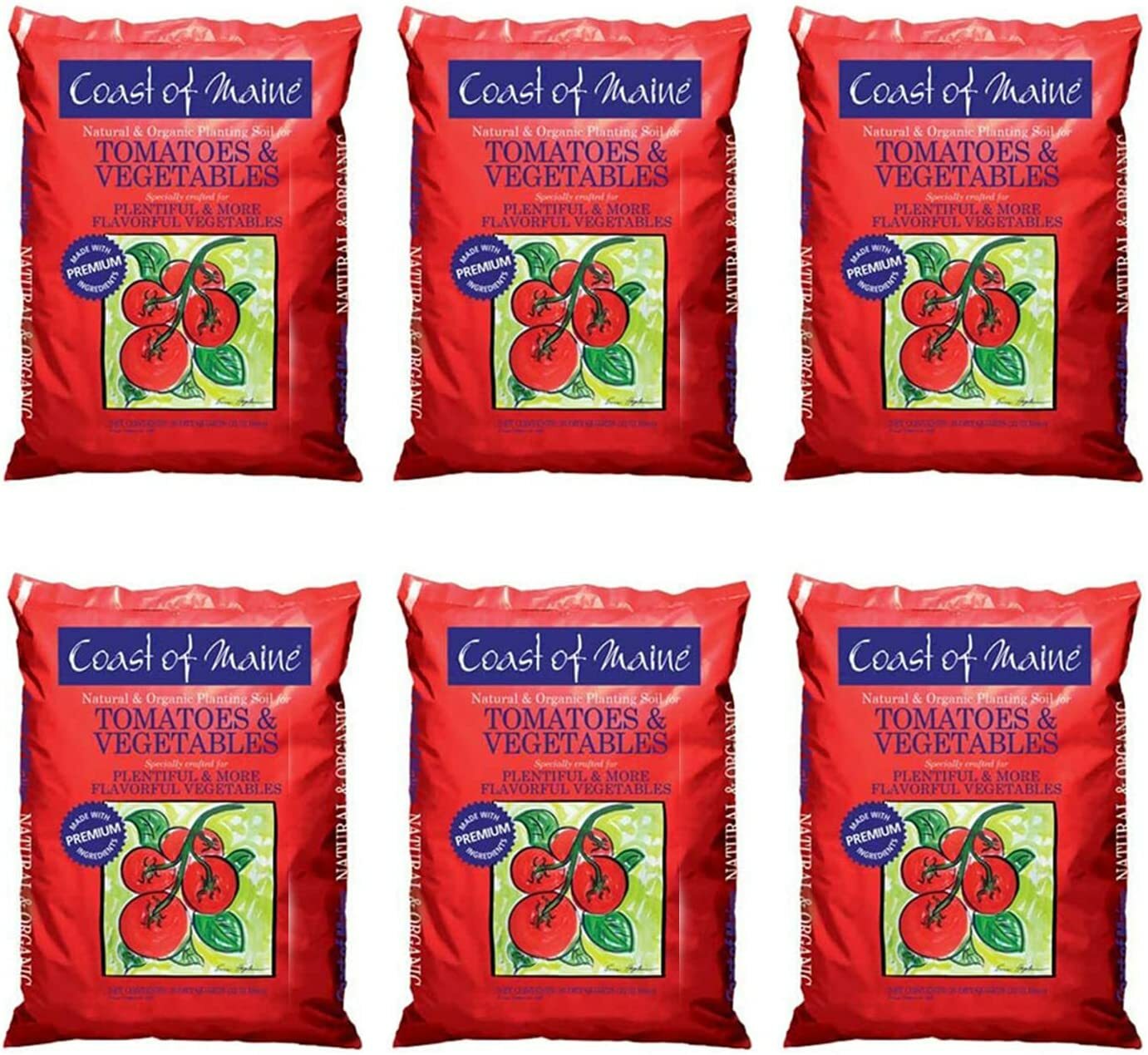 Coast of Maine OMRI Listed Tomato/Vegetable Planting Soil, 20 Qt Bag (Pack of 6)