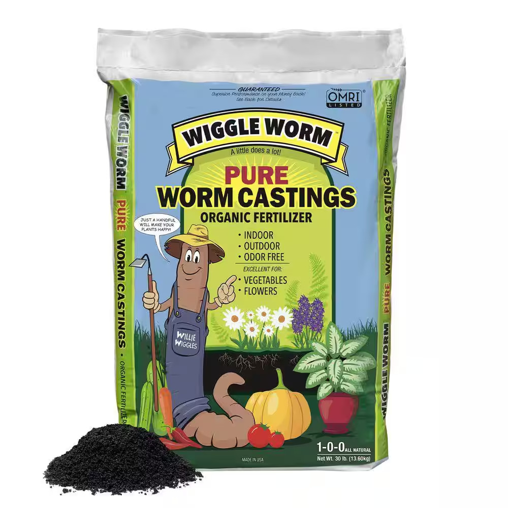 Organic Worm Castings Fertilizer 30 Lbs. OMRI Listed,Improves Soil Fertility and