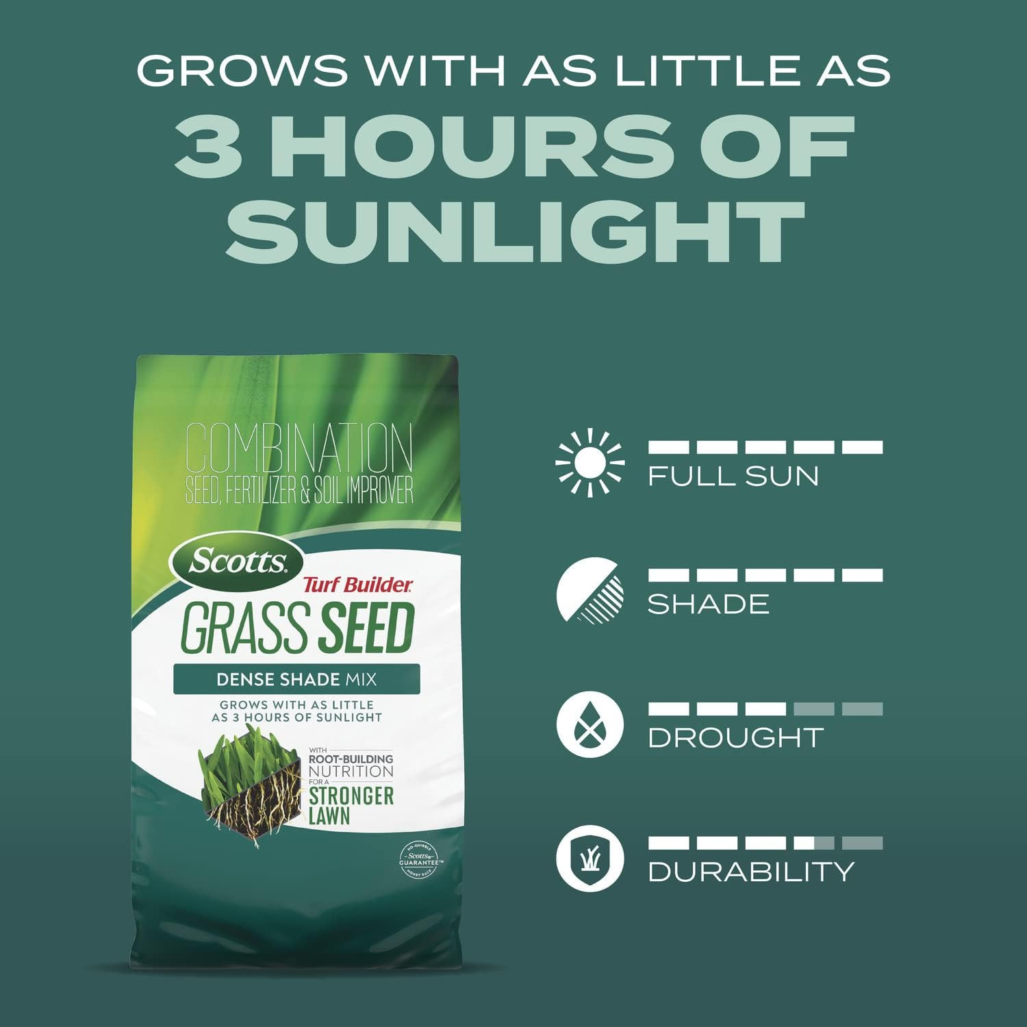 Scotts Turf Builder Grass Seed Dense Shade Mix – Grass Seed plus Lawn Fertilizer