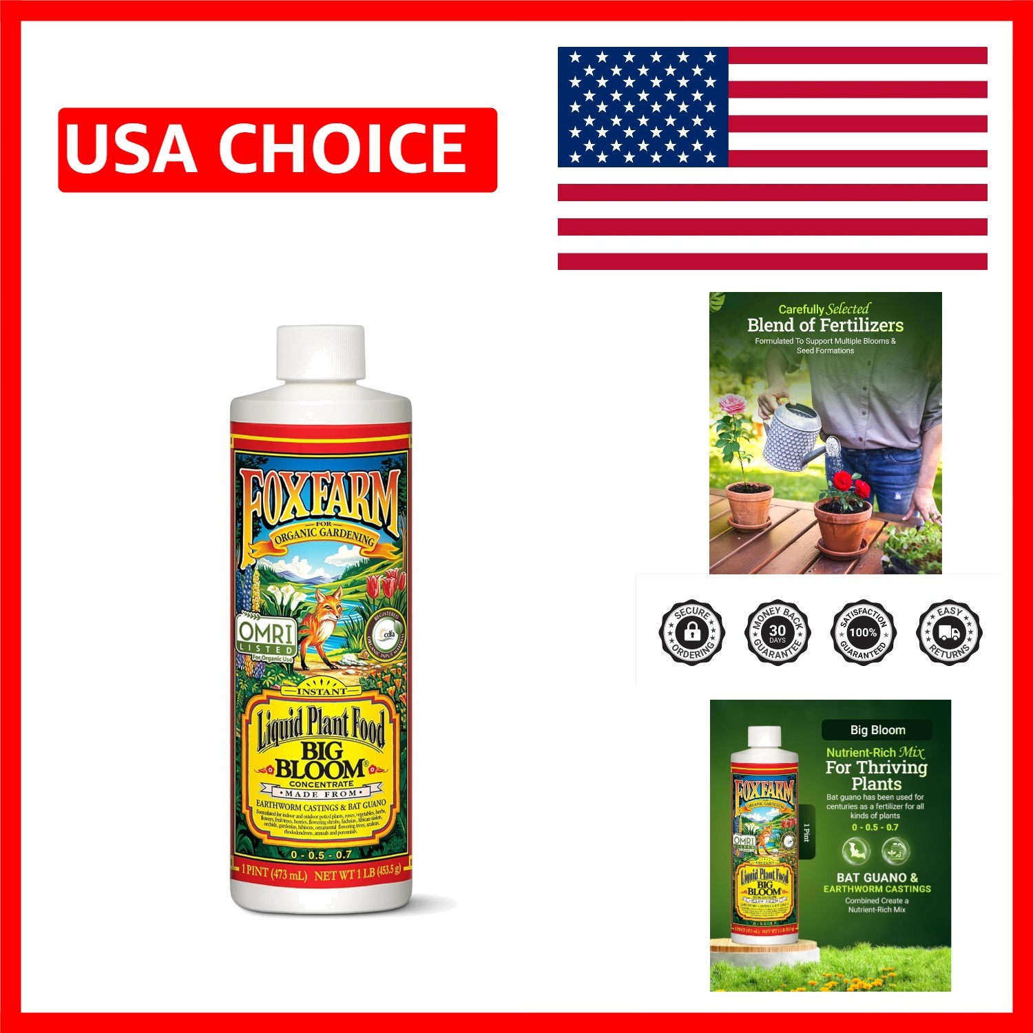 Nutrient-Rich Fox Farm Big Bloom Plant Food – 1 Pint for Flowers & Fruits