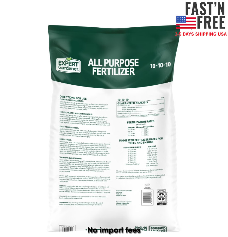 Expert Gardener All Purpose Plant Fertilizer, 10-10-10 Fertilizer, 40 lb.