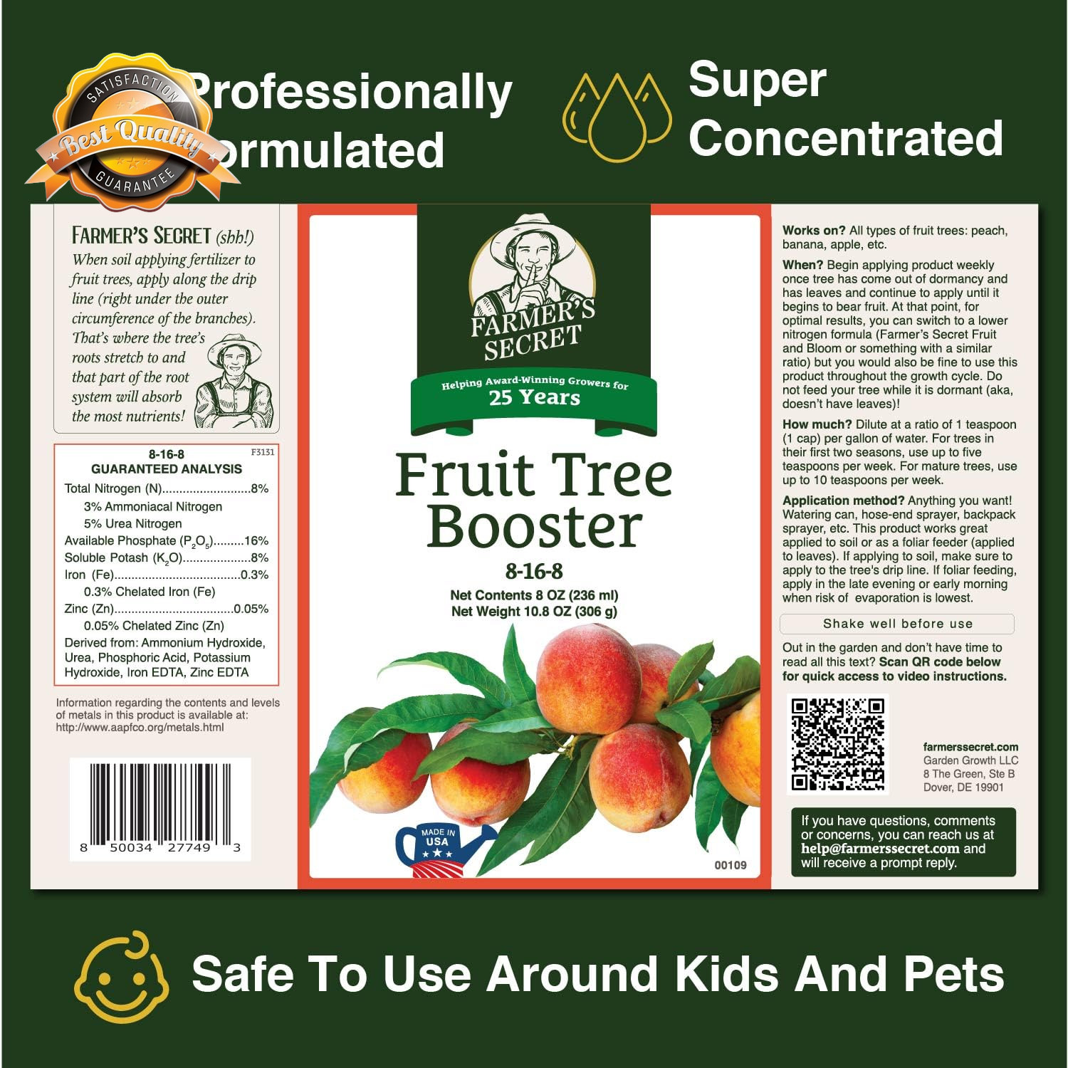 Fruit Tree Fertilizer 32Oz Phosphorus Rich Concentrated Peach Apple=