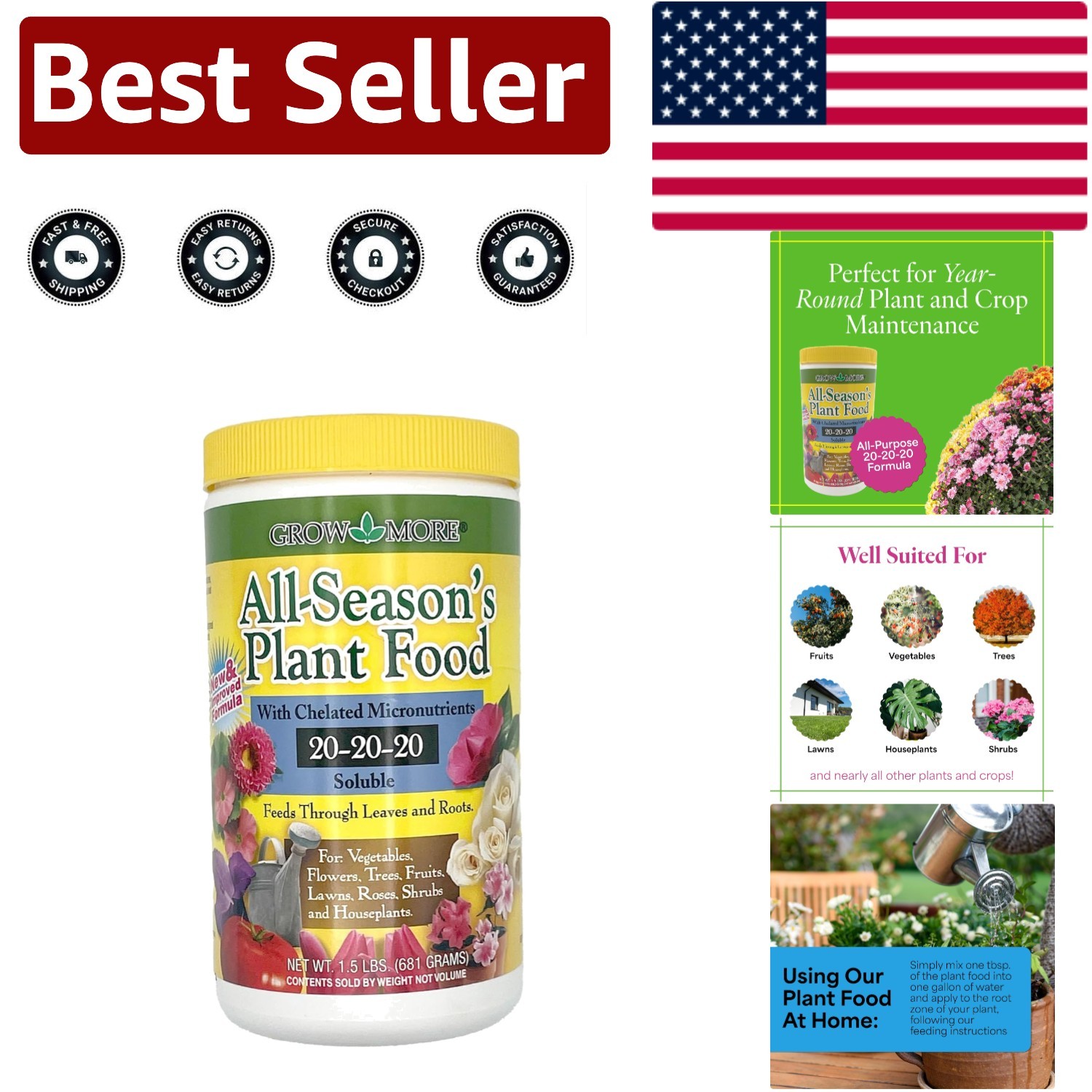 Quick-Mix All-Season Fertilizer – Supports Growth & Transplant Success, 1.5 lbs