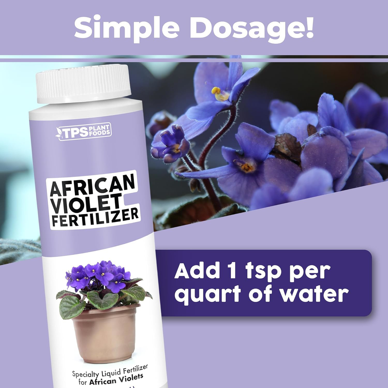African Violet Fertilizer for Indoor Flowering Plants, Liquid Plant Food 8 oz