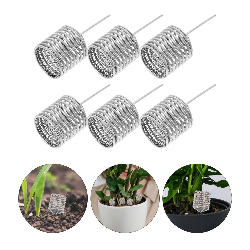 6Pcs Stainless Steel Fertilizer Holders for Outdoor Garden and Pot Plants Silver