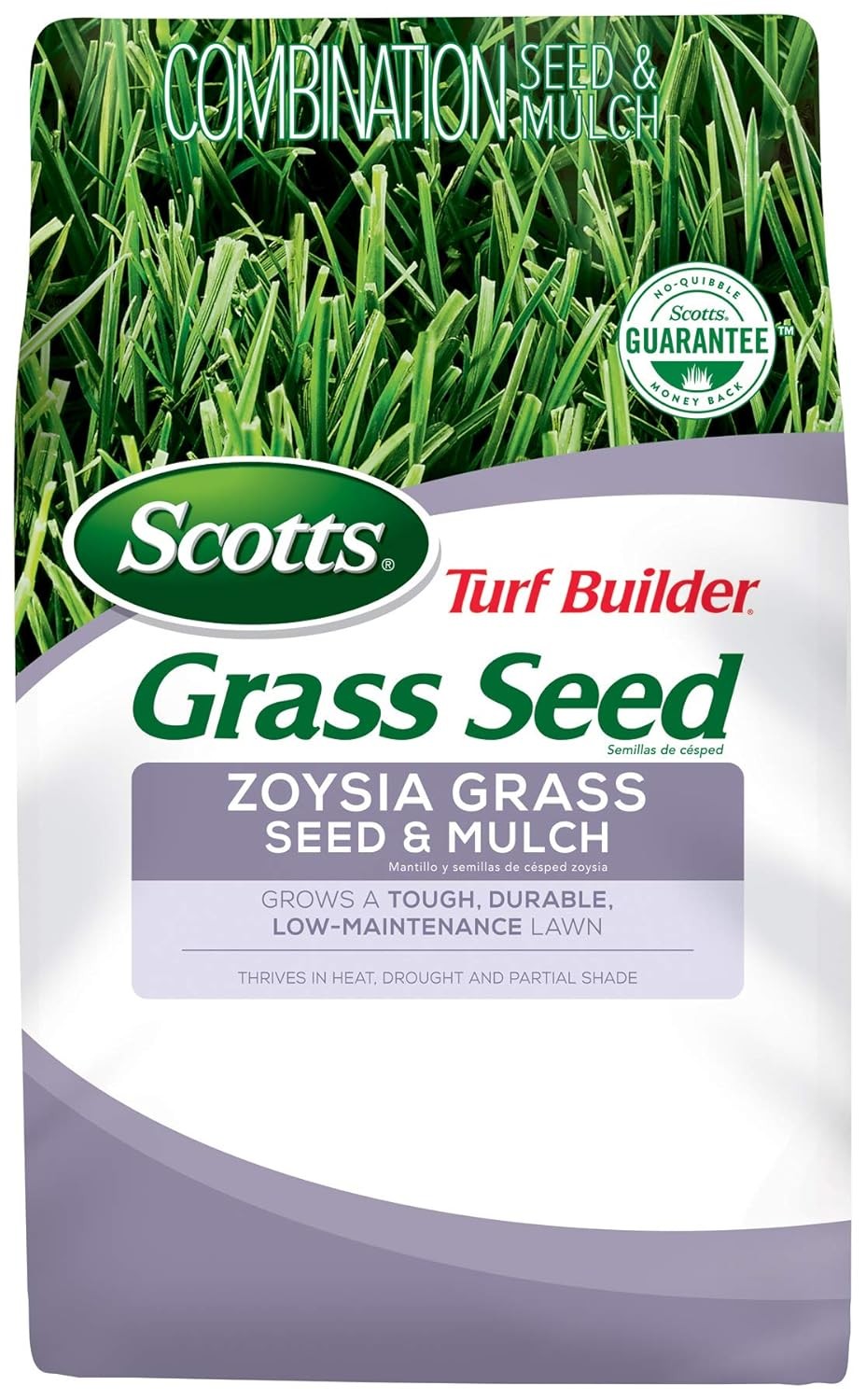 Scotts Turf Builder Zoysia Grass Seed Mulch 5 lb Full Sun Heat Drought 2000 sqft