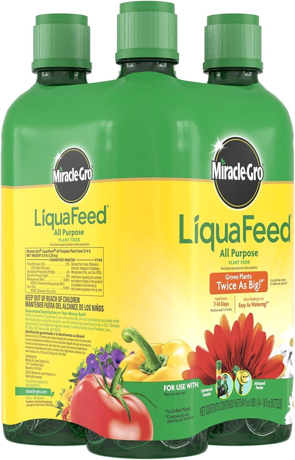 LiquaFeed All Purpose Plant Food Refills, Plant Fertilizer, 16 fl. oz., 4 Bot…