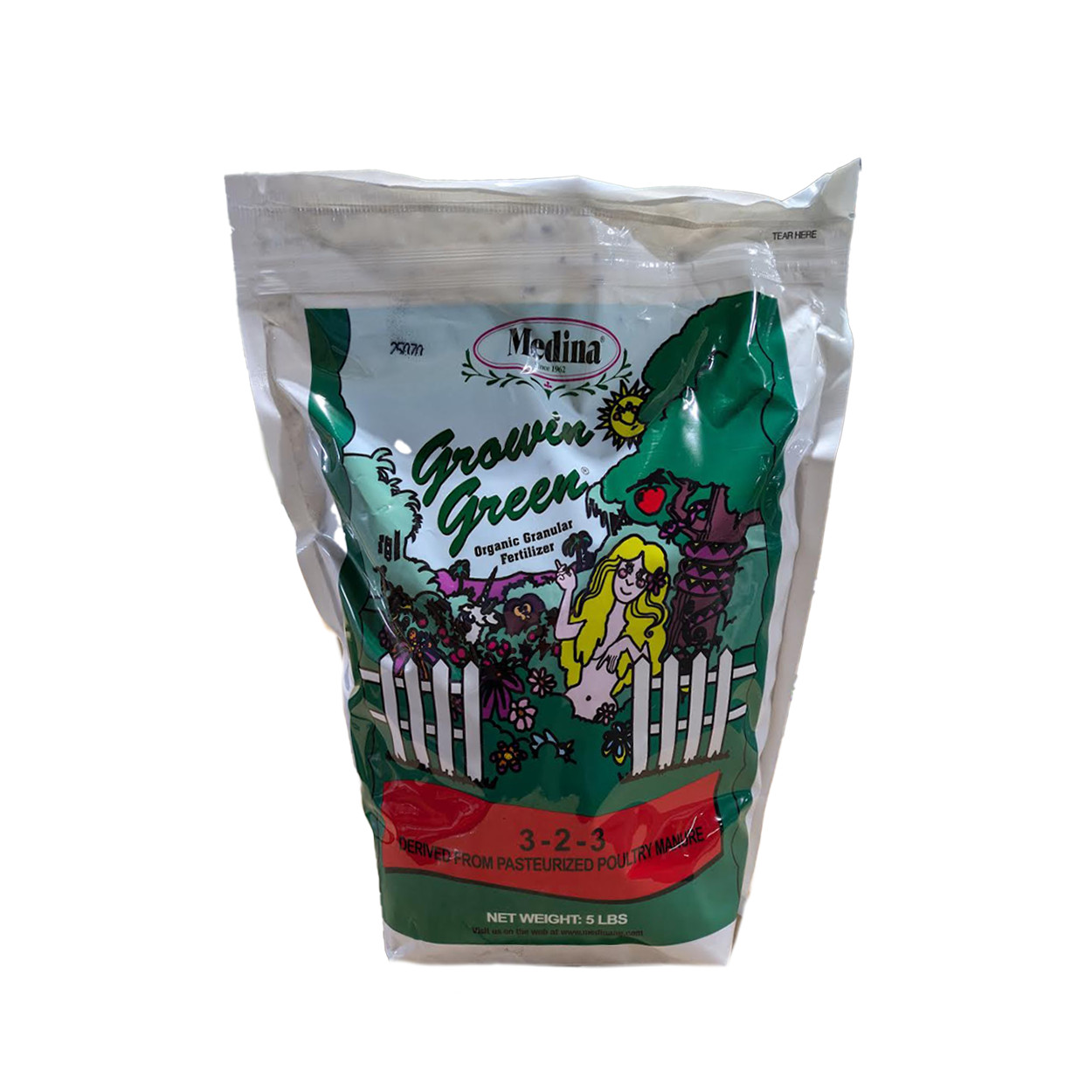 Growin Green 3-2-3 Organic Fertilizer 5 lb Bag OMRI Listed by Medina