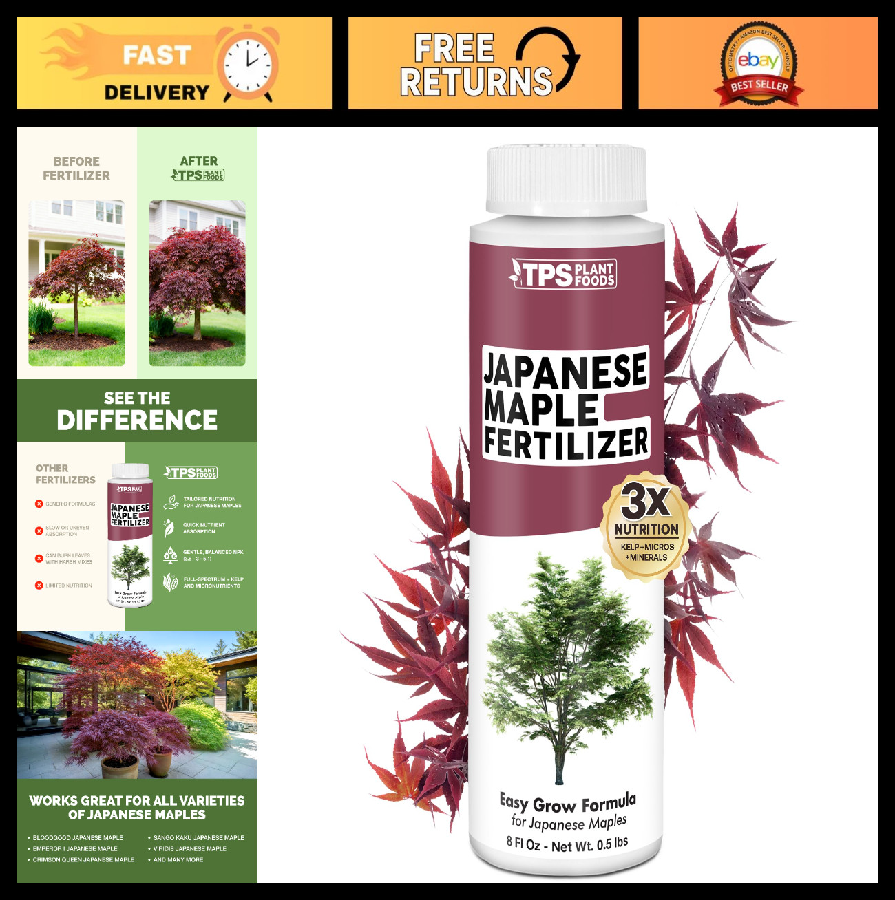 Liquid Fertilizer for Japanese Maple – Vibrant Color, Strong Roots, 8 oz Plant F