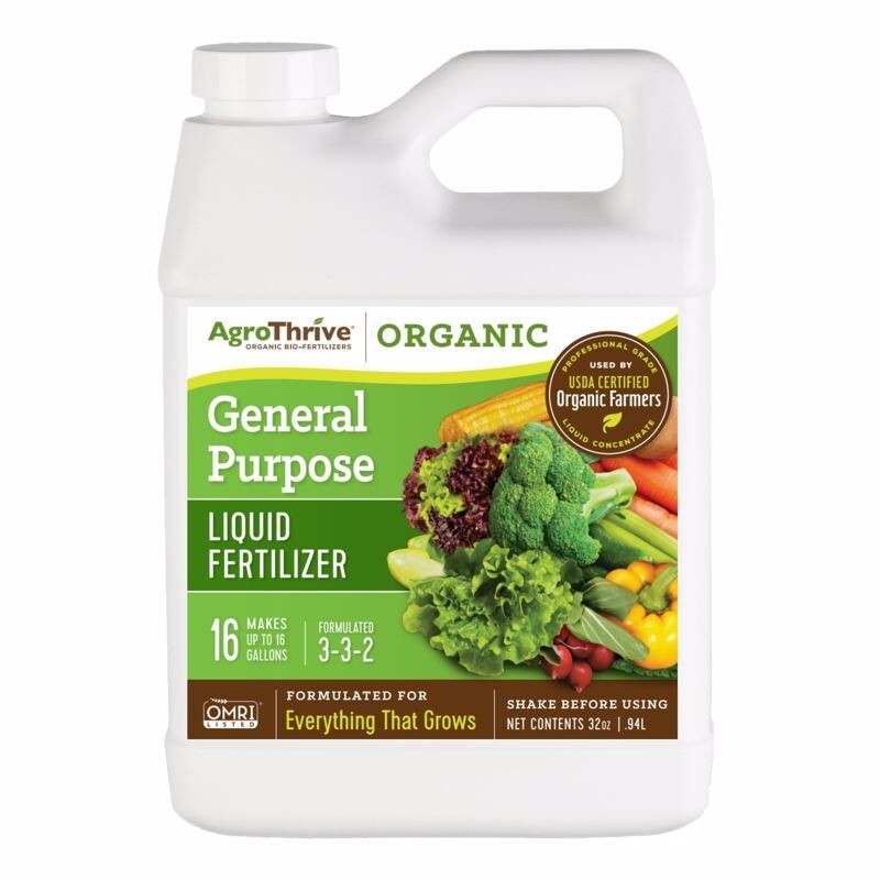 AgroThrive Organic General Purpose Liquid Fertilizer Liquid Concentrate 32 oz