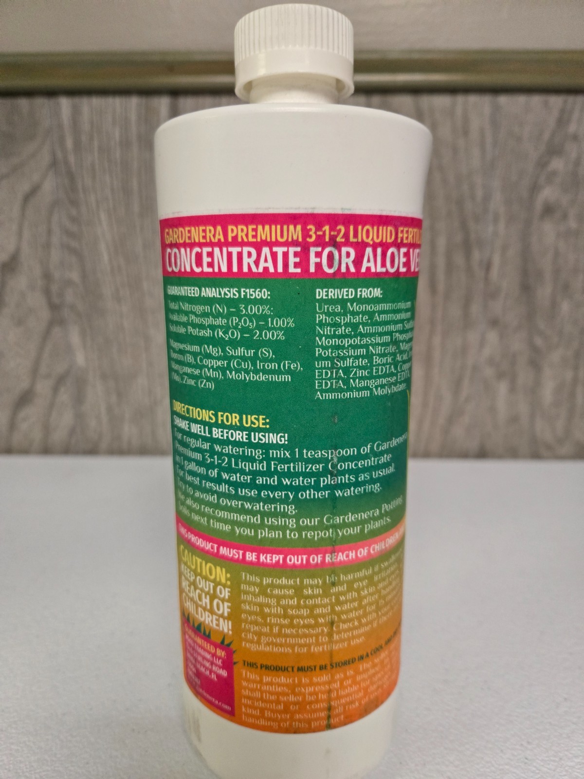 Gardenera 32oz Liquid Aloe Vera Plant Fertilizer Food 3-1-2 Organic Concentrate