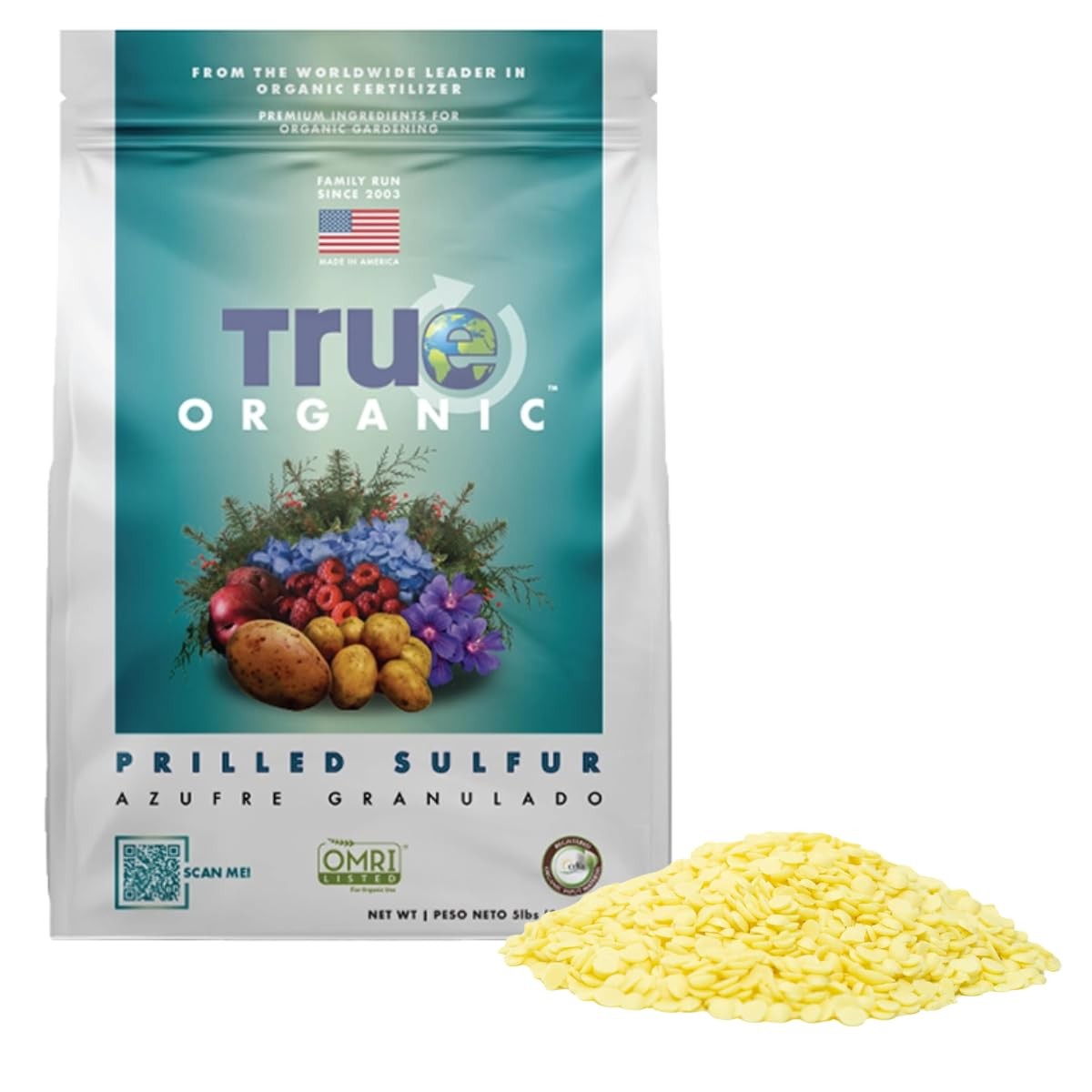 Organic Prilled Sulfur Fertilizer – Boost Plant Growth, Flowers, & Herbs – 5lb