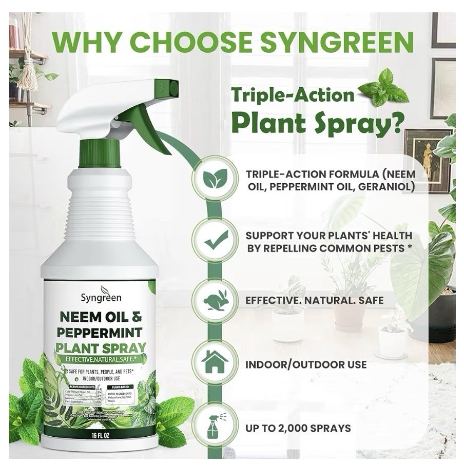 Syngreen Neem & Peppermint Plant Spray, Ready to Use, 16 fl oz