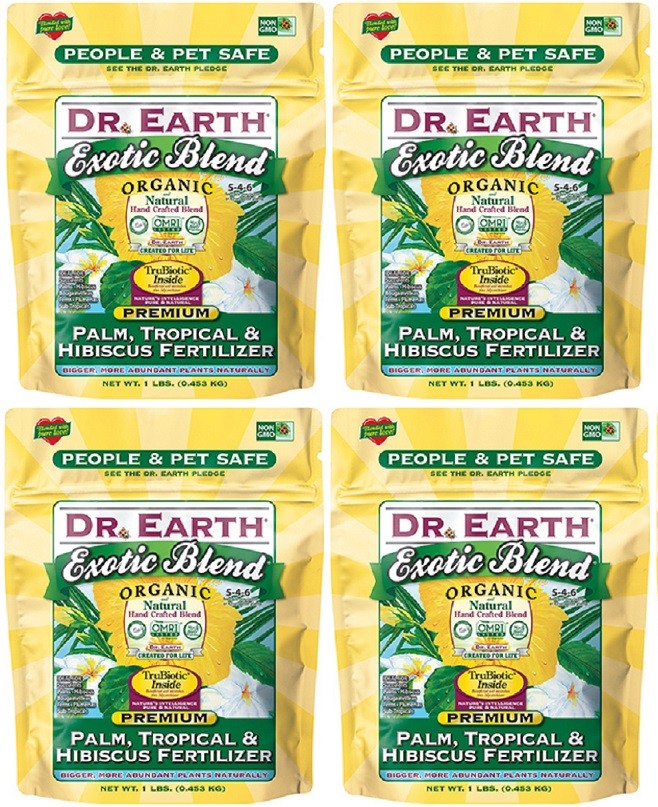 (4) ea Dr Earth 75064 1 lb Exotic Blend Palm Tropical & Hibiscus Fertilizer