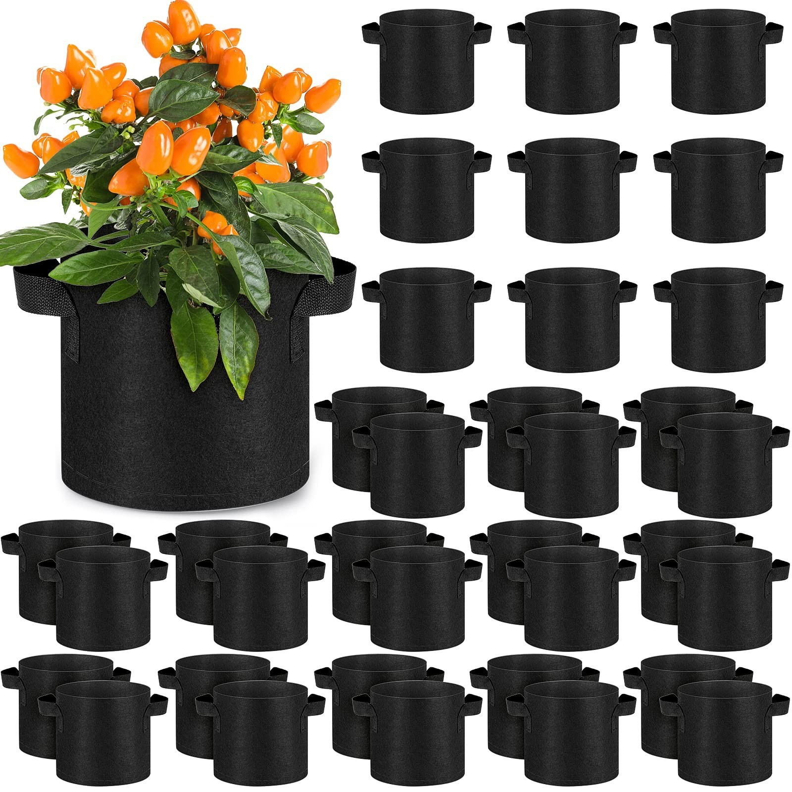 Nuanchu 36 Packs Grow Bags Bulk Aeration Fabric Pot with Handles Thickened No…