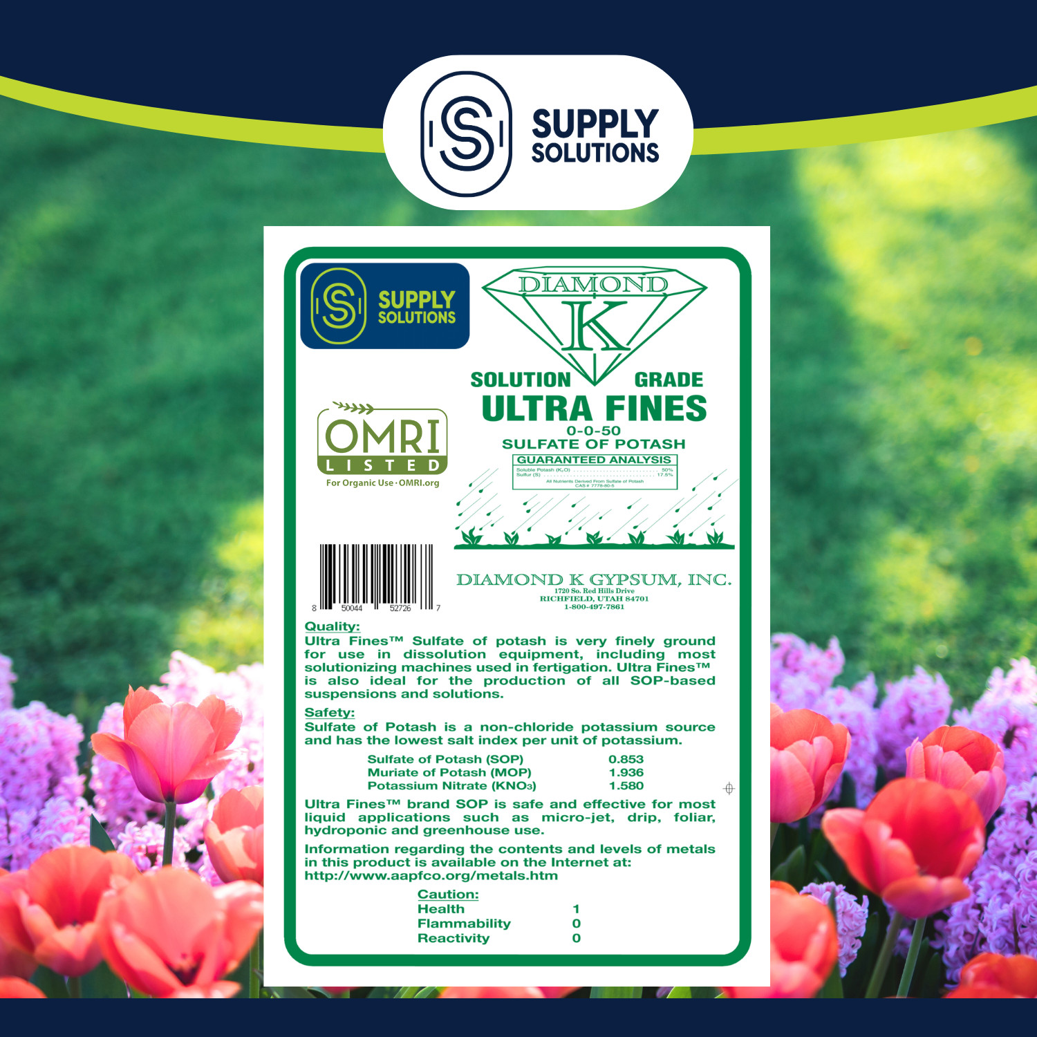 0-0-50 Sulfate of Potash – Organic Potash Fertilizer, Ideal for Gardens – 25 Lbs