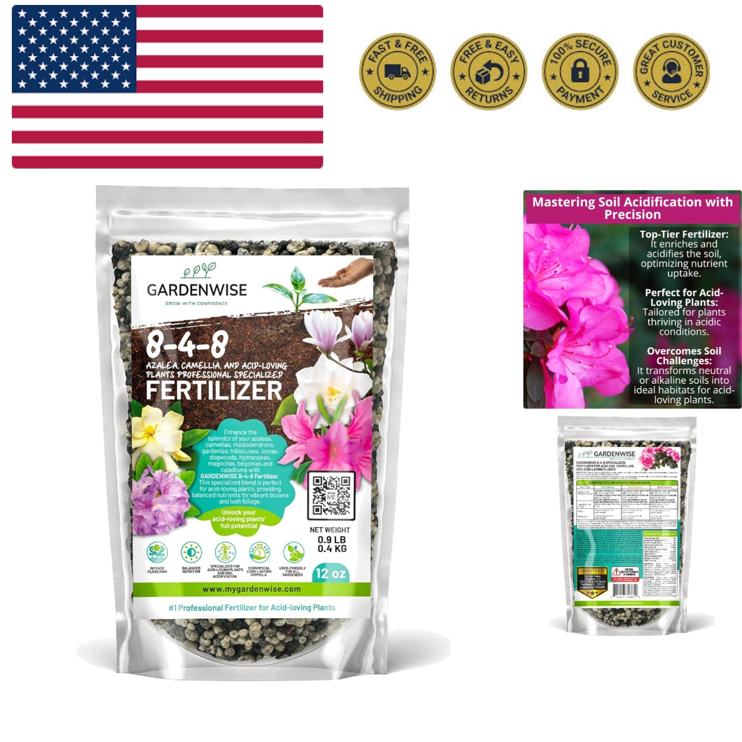 8-4-8 Acidic Fertilizer for Azaleas, Camellias Camelia, Hydrangeas, Blueberri…