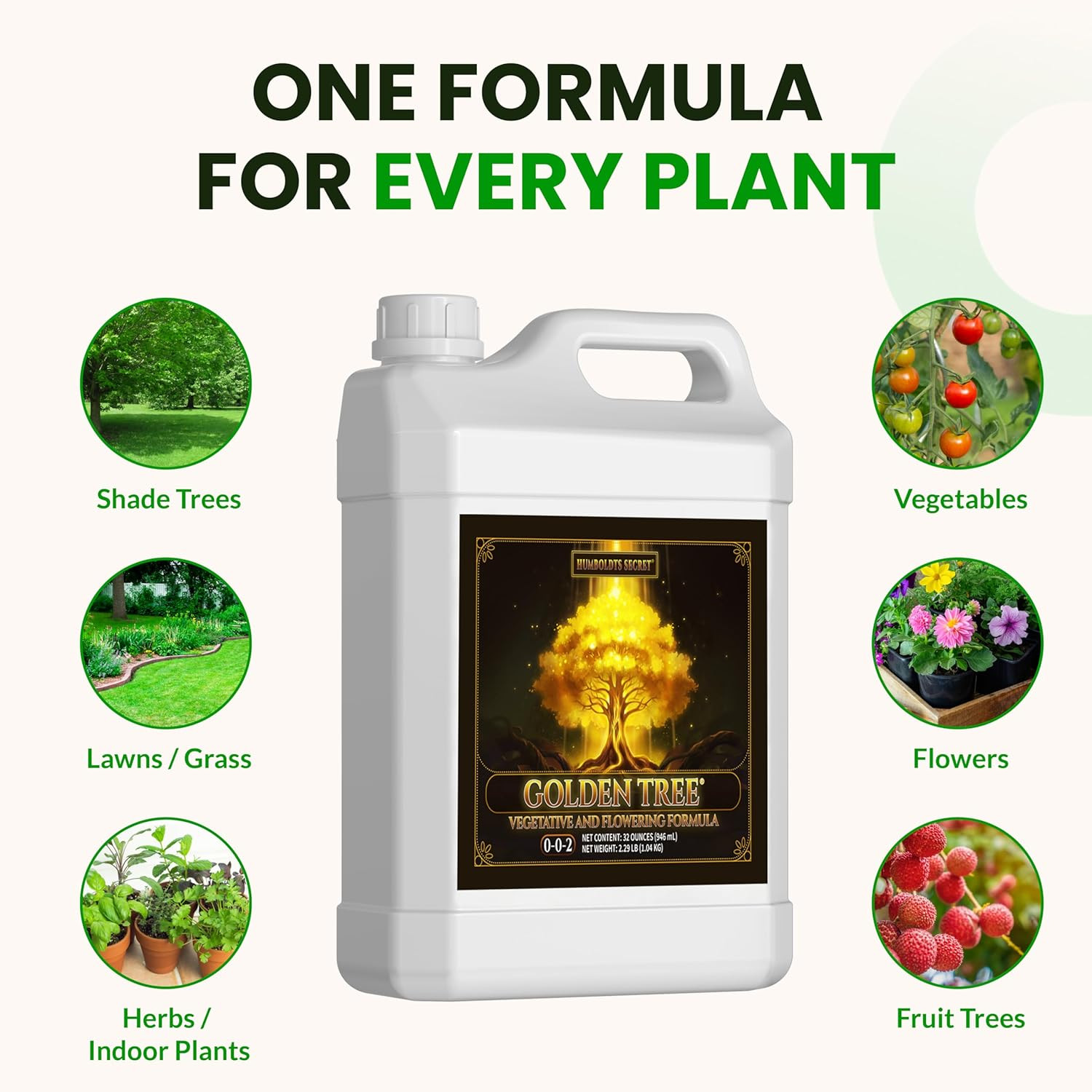 Golden Tree Liquid Plant Food | Enhances Growth Indoors or Outdoors | All-In-One