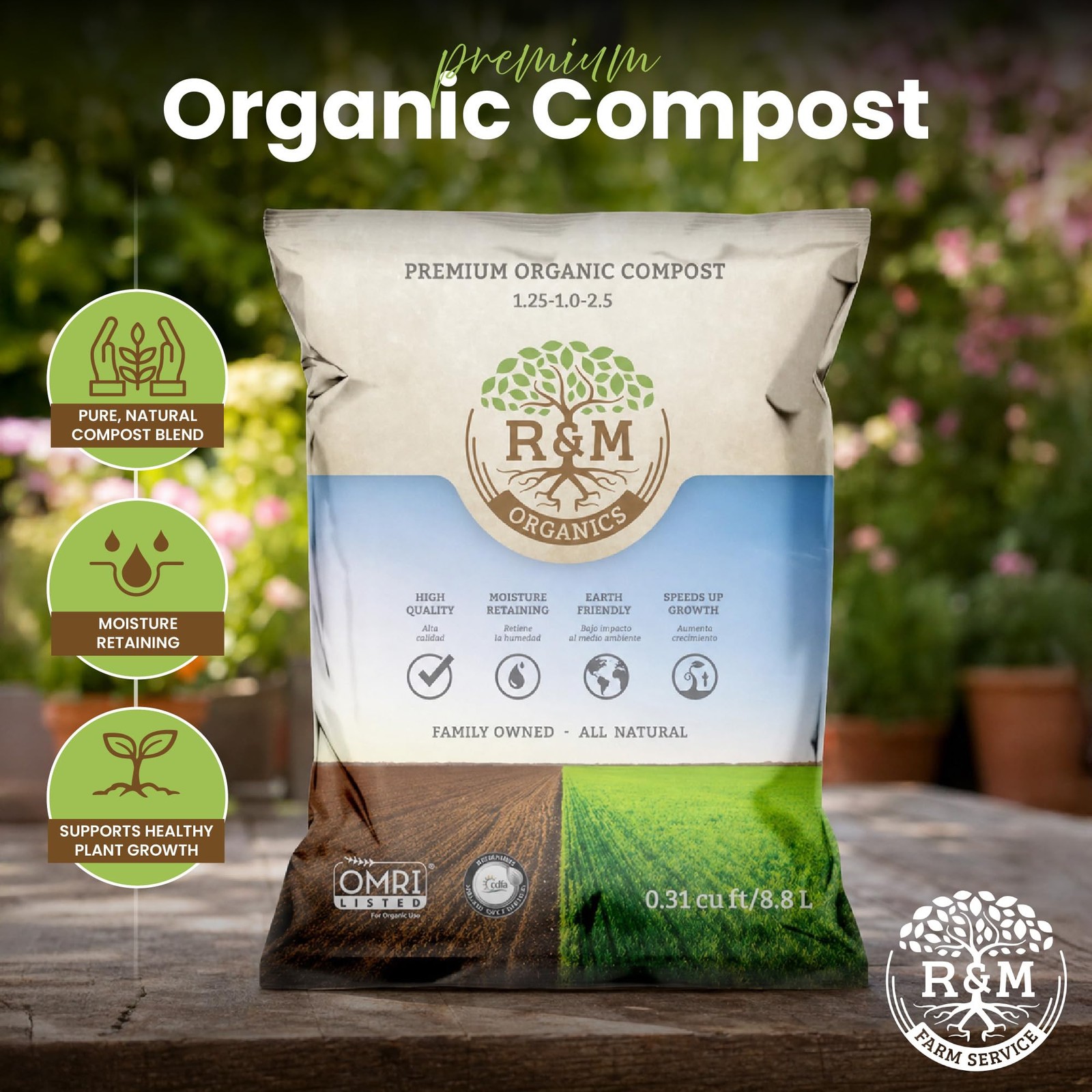 Premium Organic Compost 10 lb Bag for Vegetables, Flowers, Plants & Lawns-All…